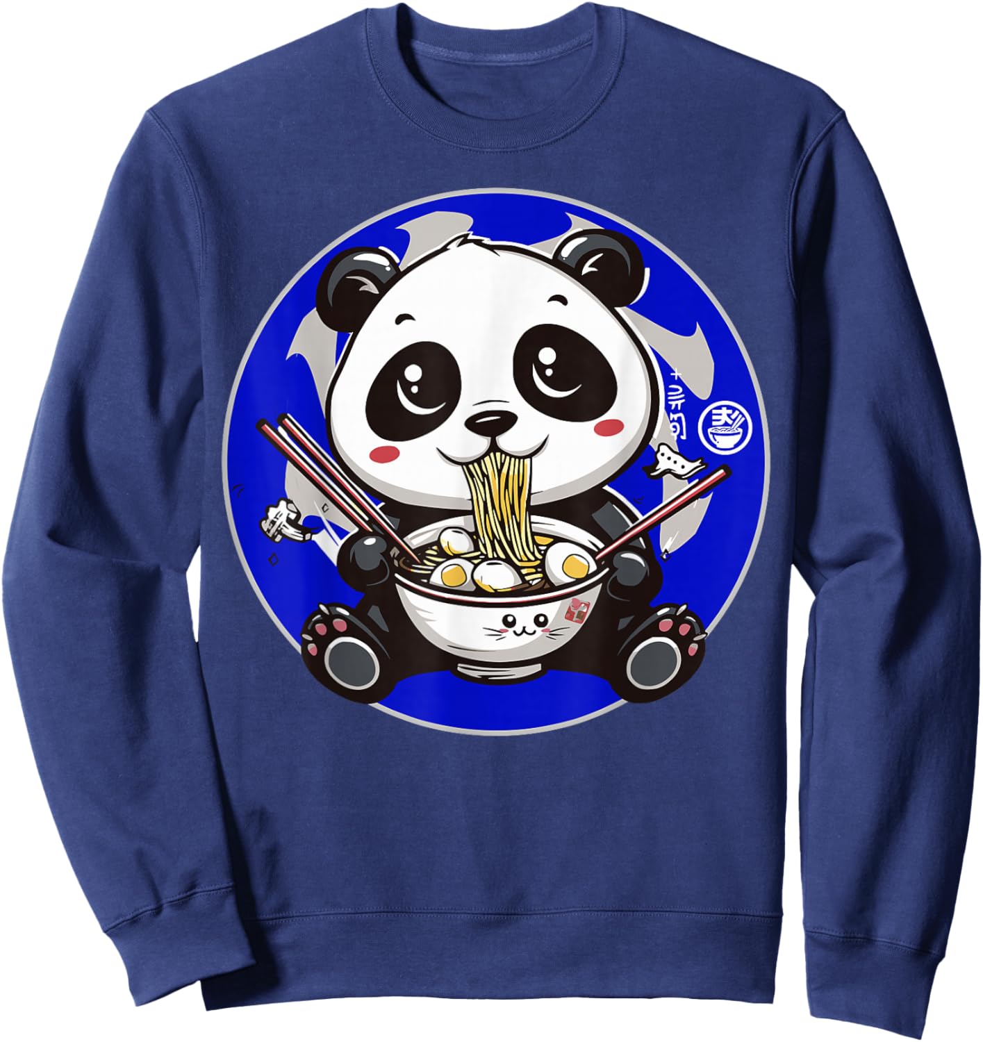 Kawaii Panda Eating Ramen Sweatshirt - Sweatshirt | Navy