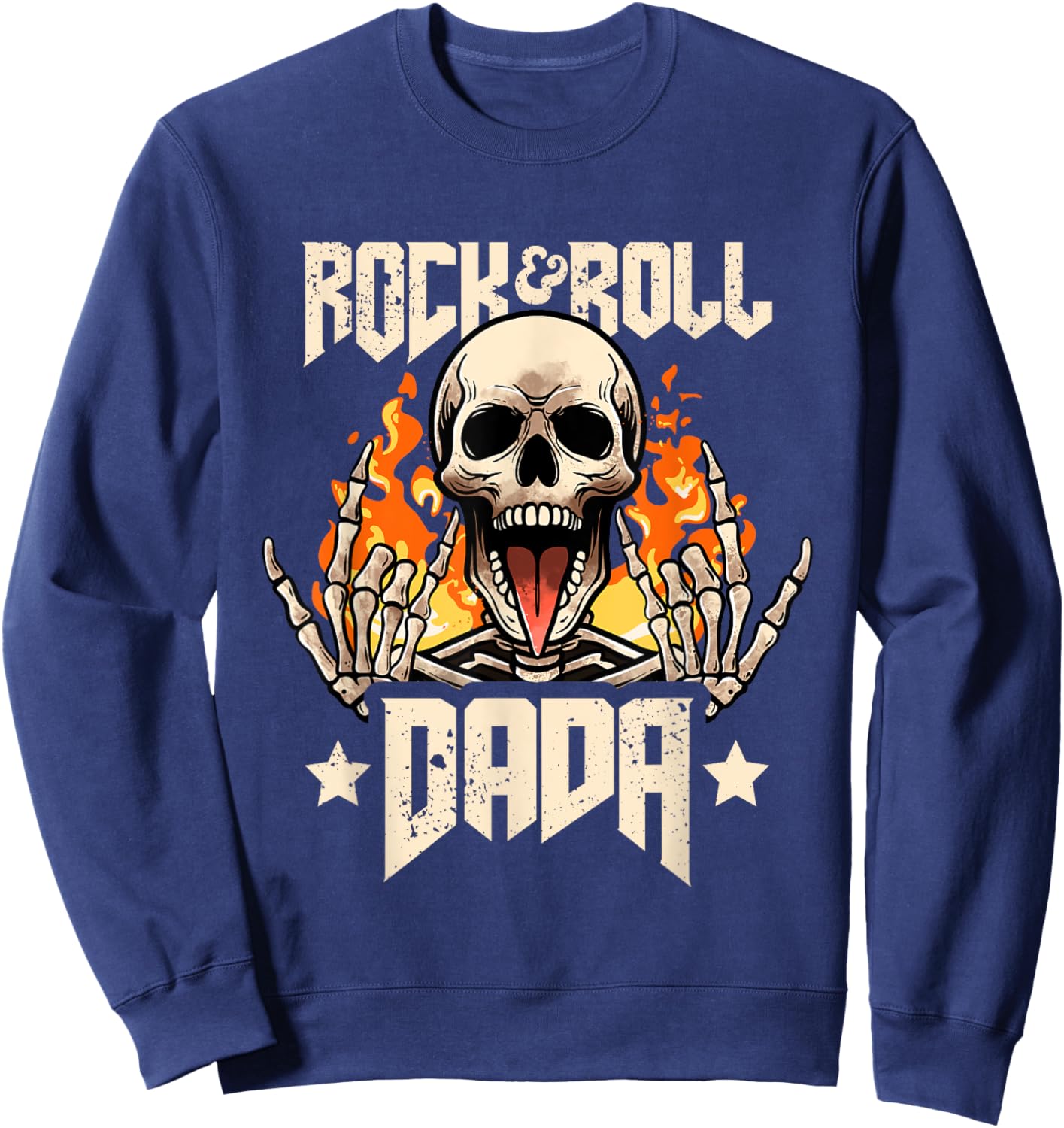 Rock And Roll Dada Dad Vintage Retro Rock&Roll Rock Concert Sweatshirt - Sweatshirt | Navy