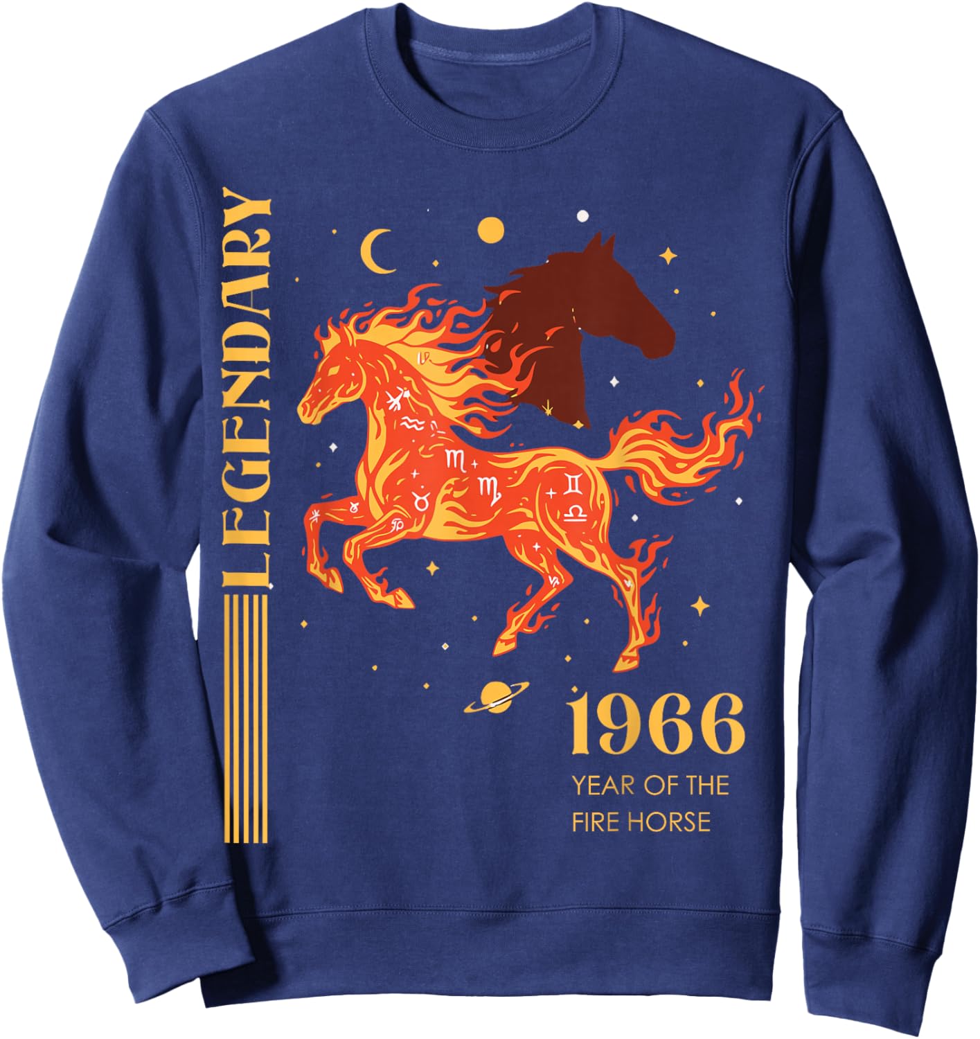 60. Geburtstag Jahr des Feuerpferdes 2026 Retro 1966 Sternzeichen Sweatshirt - Sweatshirt | Navy