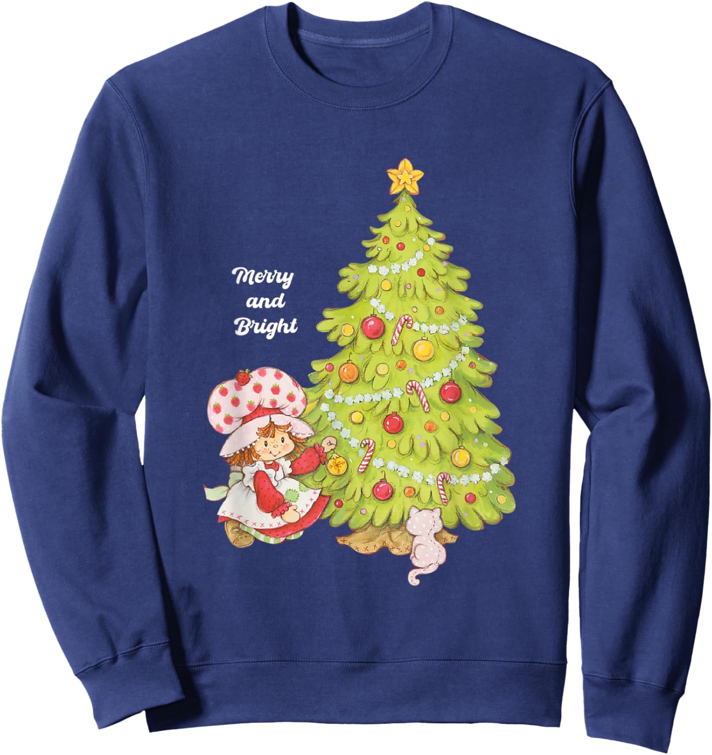 Strawberry Shortcake Merry Christmas Vintage Tree Sweatshirt - Sweatshirt | Navy