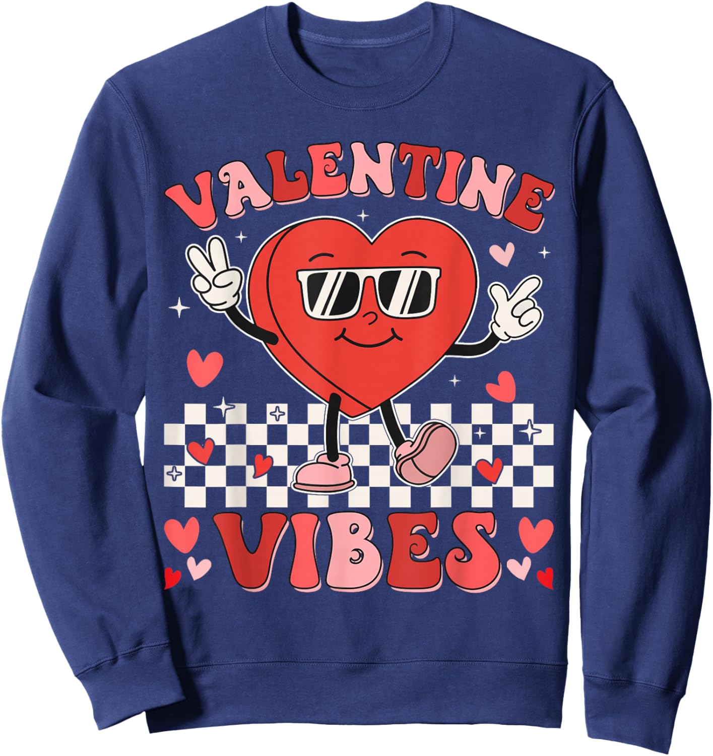 Groovy Valentines Day Shirts For Girl Women Kids Boy Toddler Sweatshirt - Sweatshirt | Navy