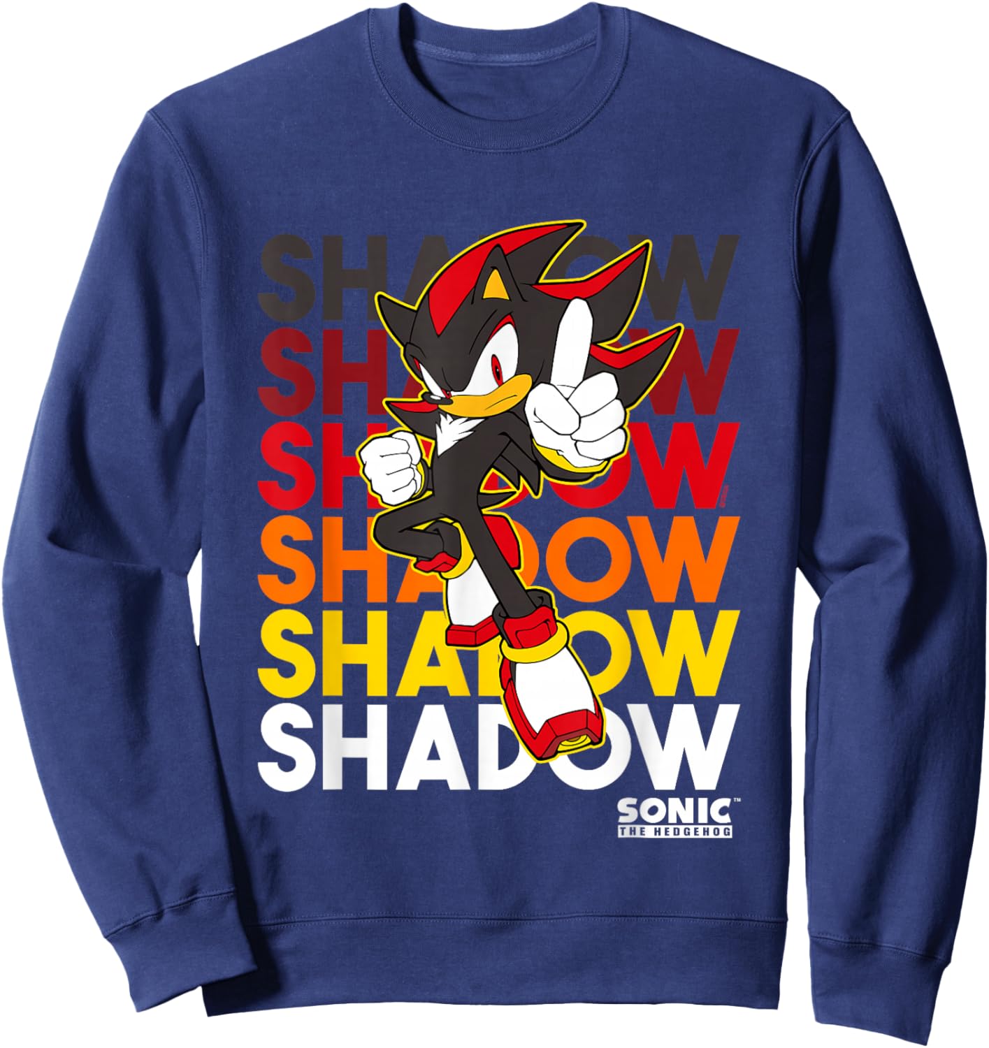 Sonic The Hedgehog Shadow Stacked Text Cool Logo Sweatshirt - Sweatshirt | Navy
