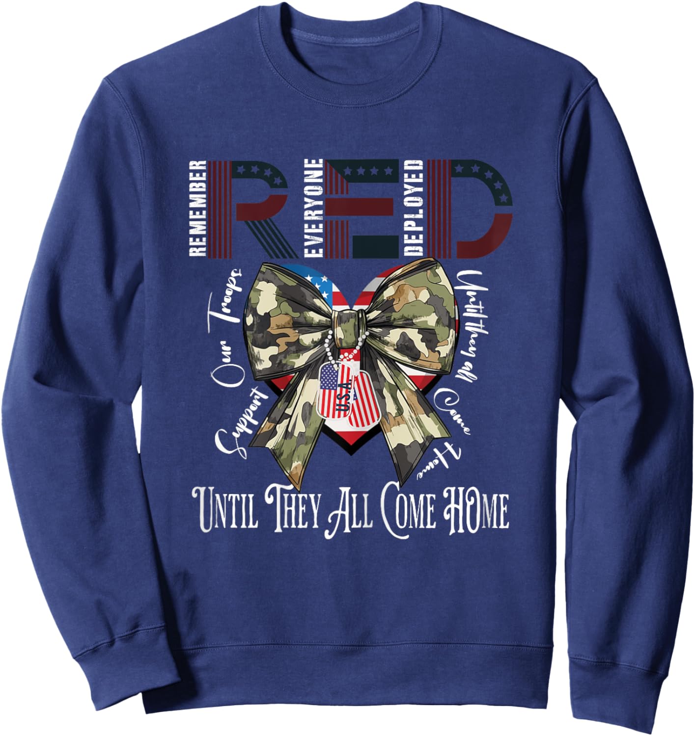 Red Friday Remember Everyone Deployed Deployment Gifts Sweatshirt - Sweatshirt | Navy