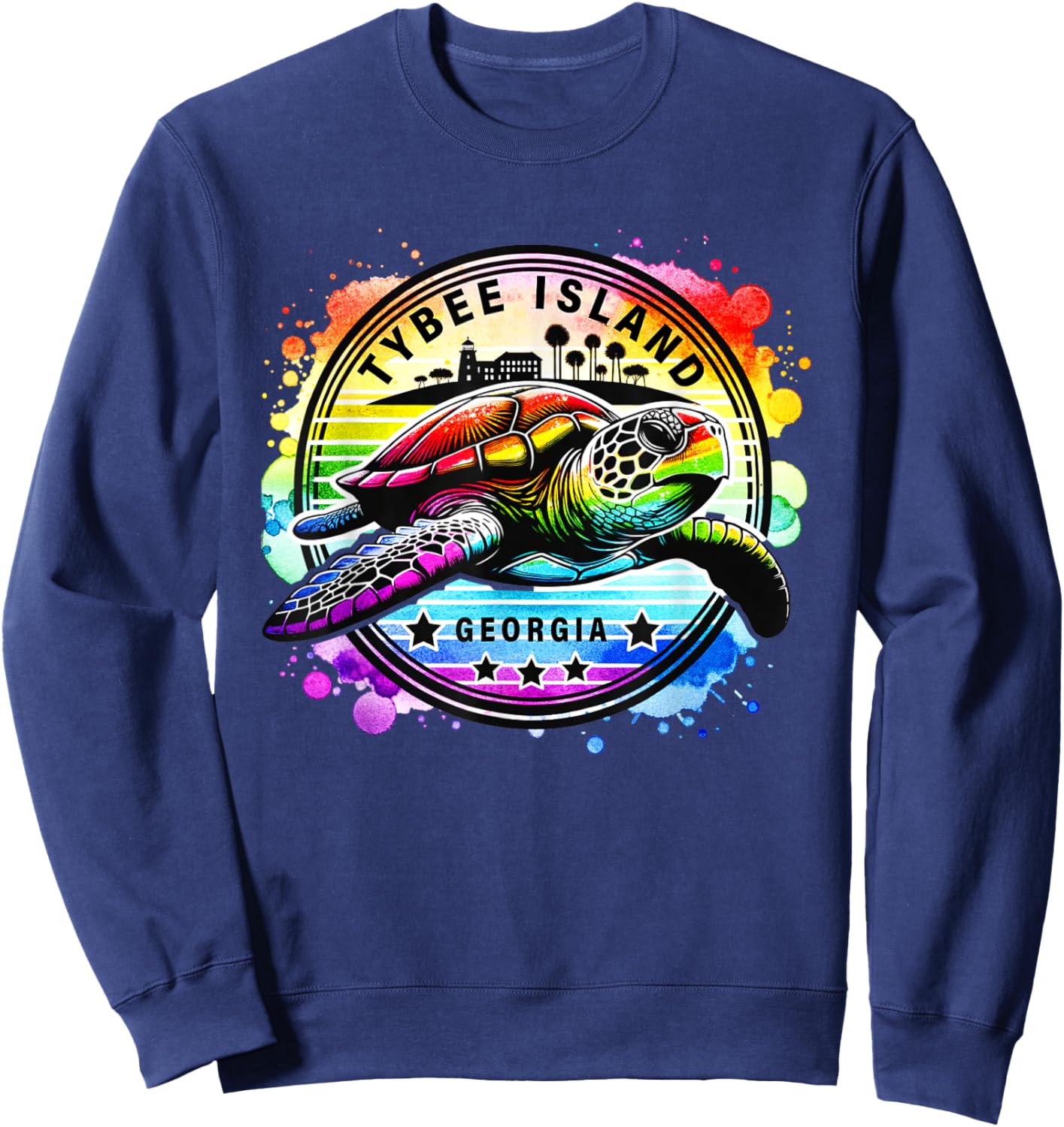 Tybee Island Georgia Sea Turtle GA Sweatshirt - Sweatshirt | Navy