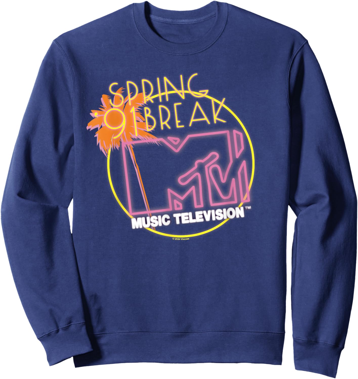 MTV Spring Break '91 Neon Sign Sweatshirt - Sweatshirt | Navy