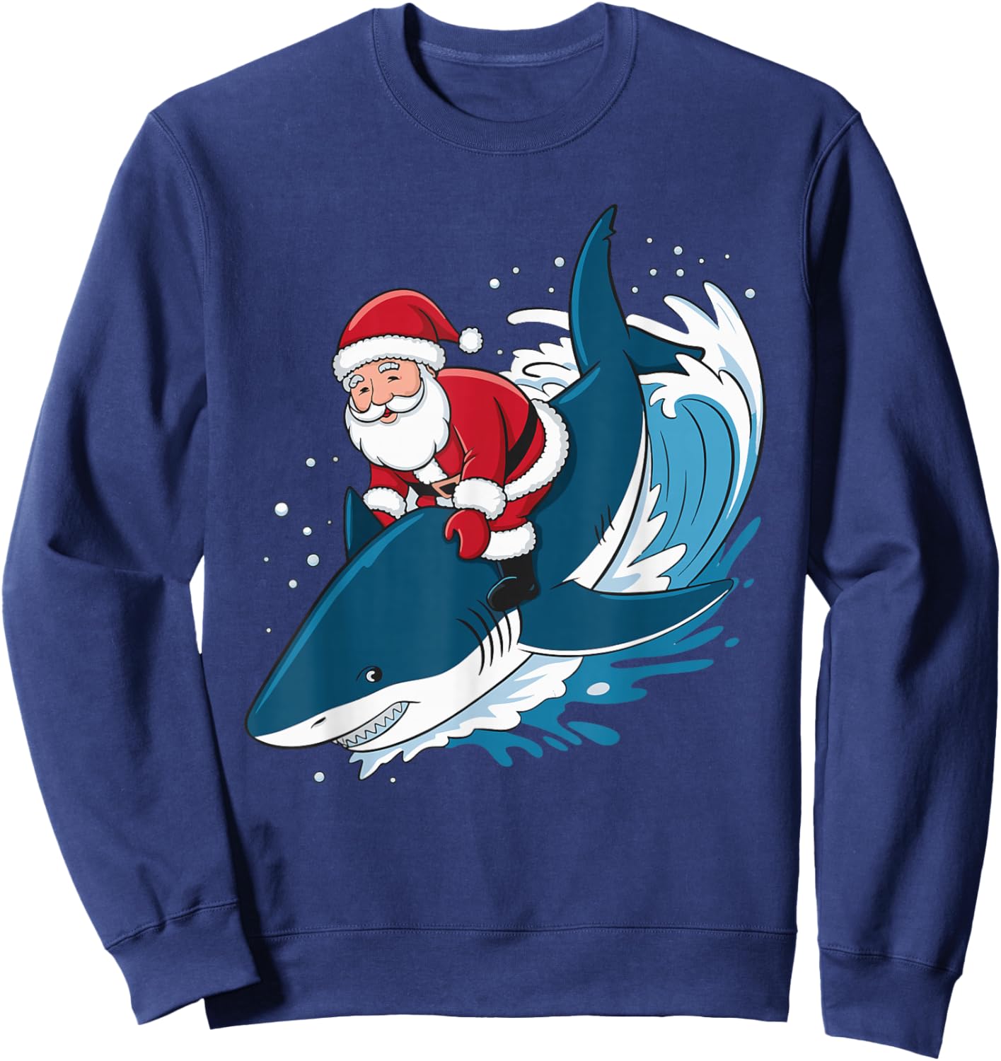 Santa Riding A Shark Sweatshirt - Sweatshirt | Navy