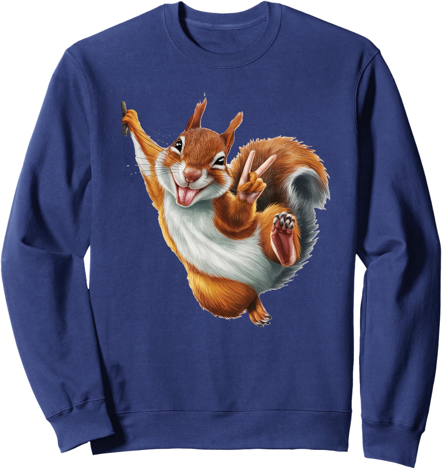 FUNNY SQUIRREL GIVING A PEACE SIGN. Makes me smile! SHAKA! Sweatshirt - Sweatshirt | Navy