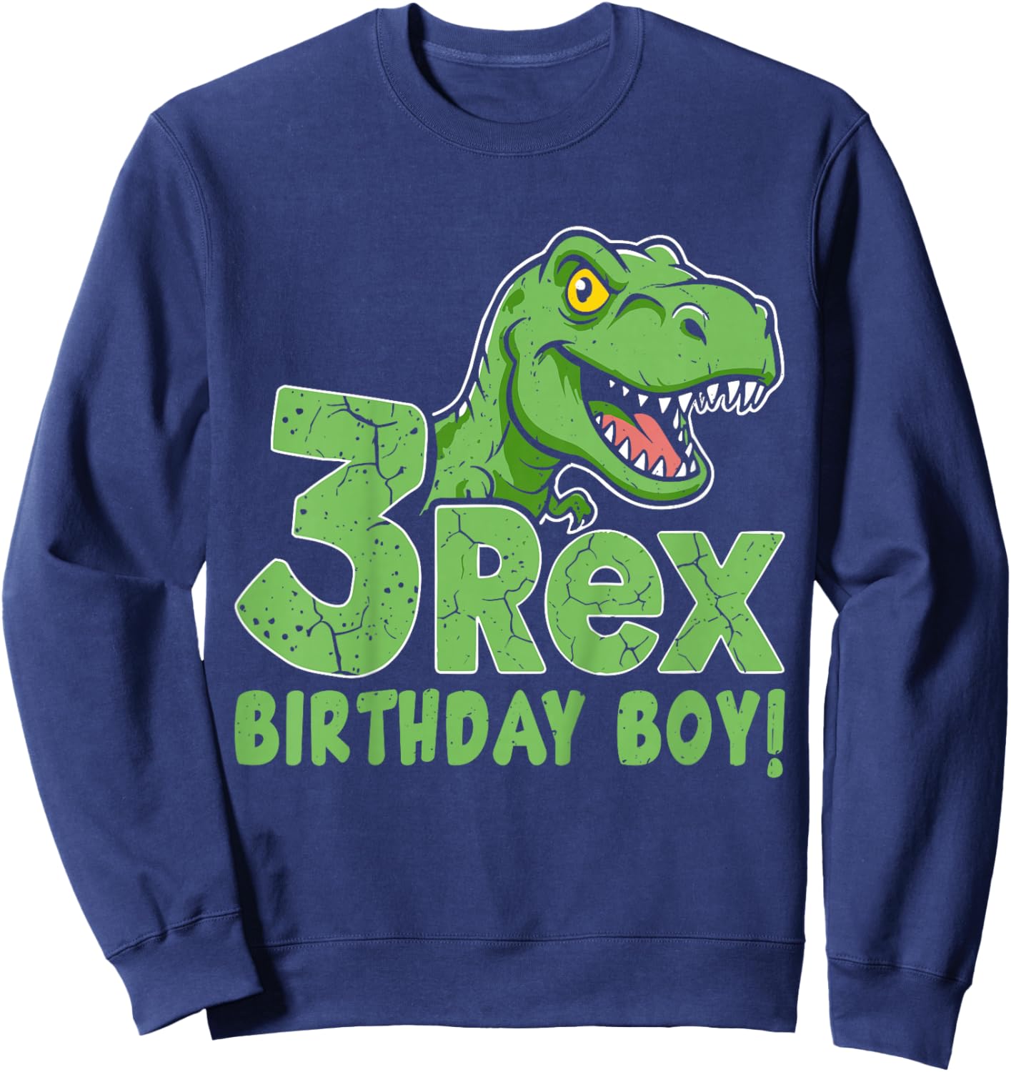 Kids 3 Rex Birthday Boy T-Rex Dinosaur 3rd Birthday Party Sweatshirt - Sweatshirt | Navy