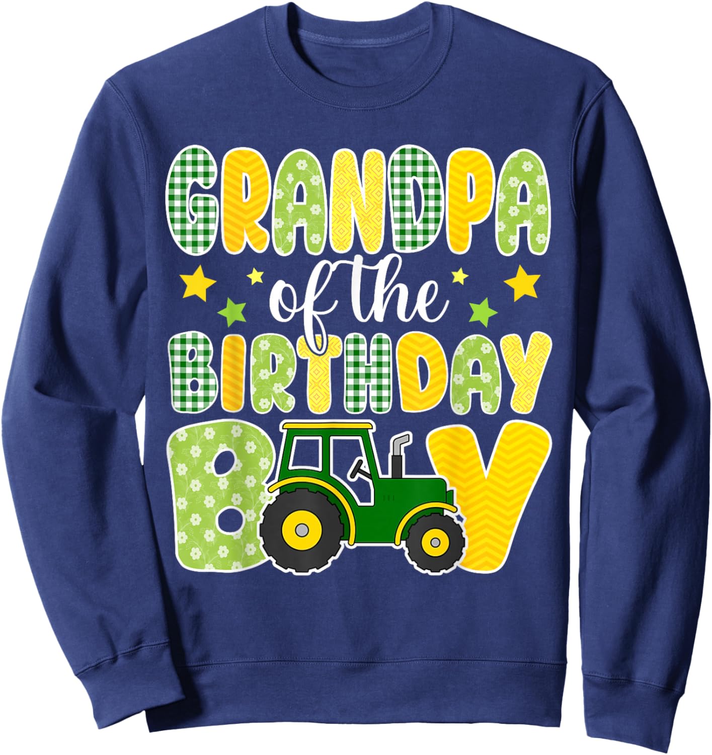 Grandpa of The Birthday Boy Tractors Farm Trucks Family Sweatshirt - Sweatshirt | Navy