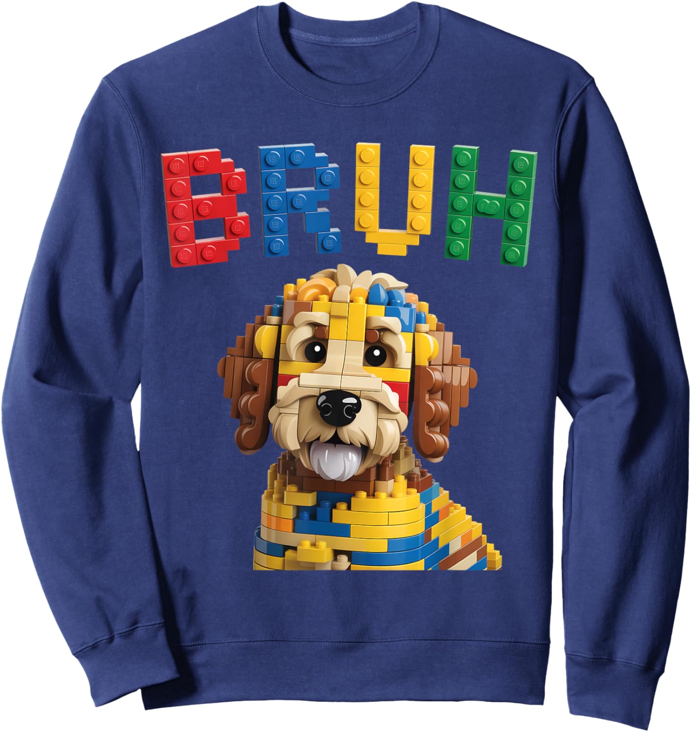 Building Blocks Brick Builder Goldendoodle Dog Goldendoodle Sweatshirt - Sweatshirt | Navy