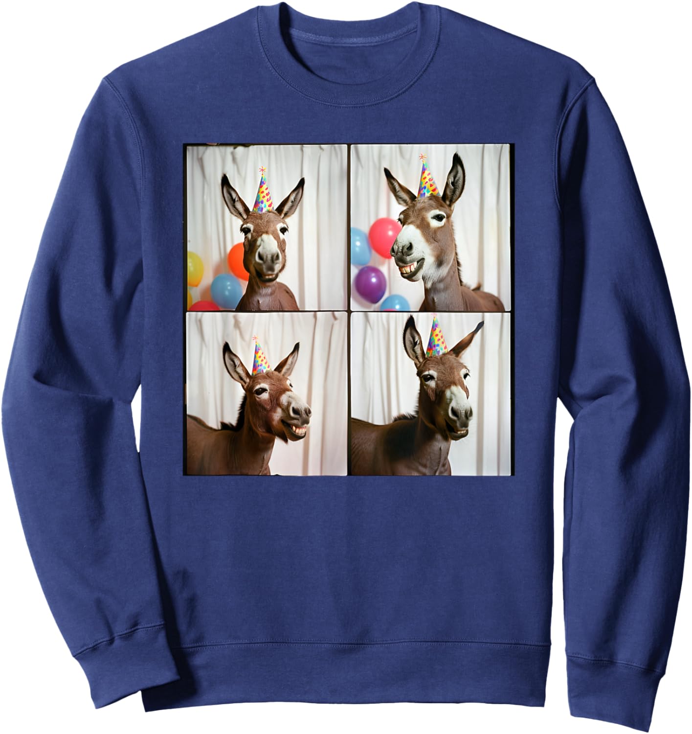 Laughing Donkey Face Farmyard Animal Happy Donkey Birthday Sweatshirt - Sweatshirt | Navy