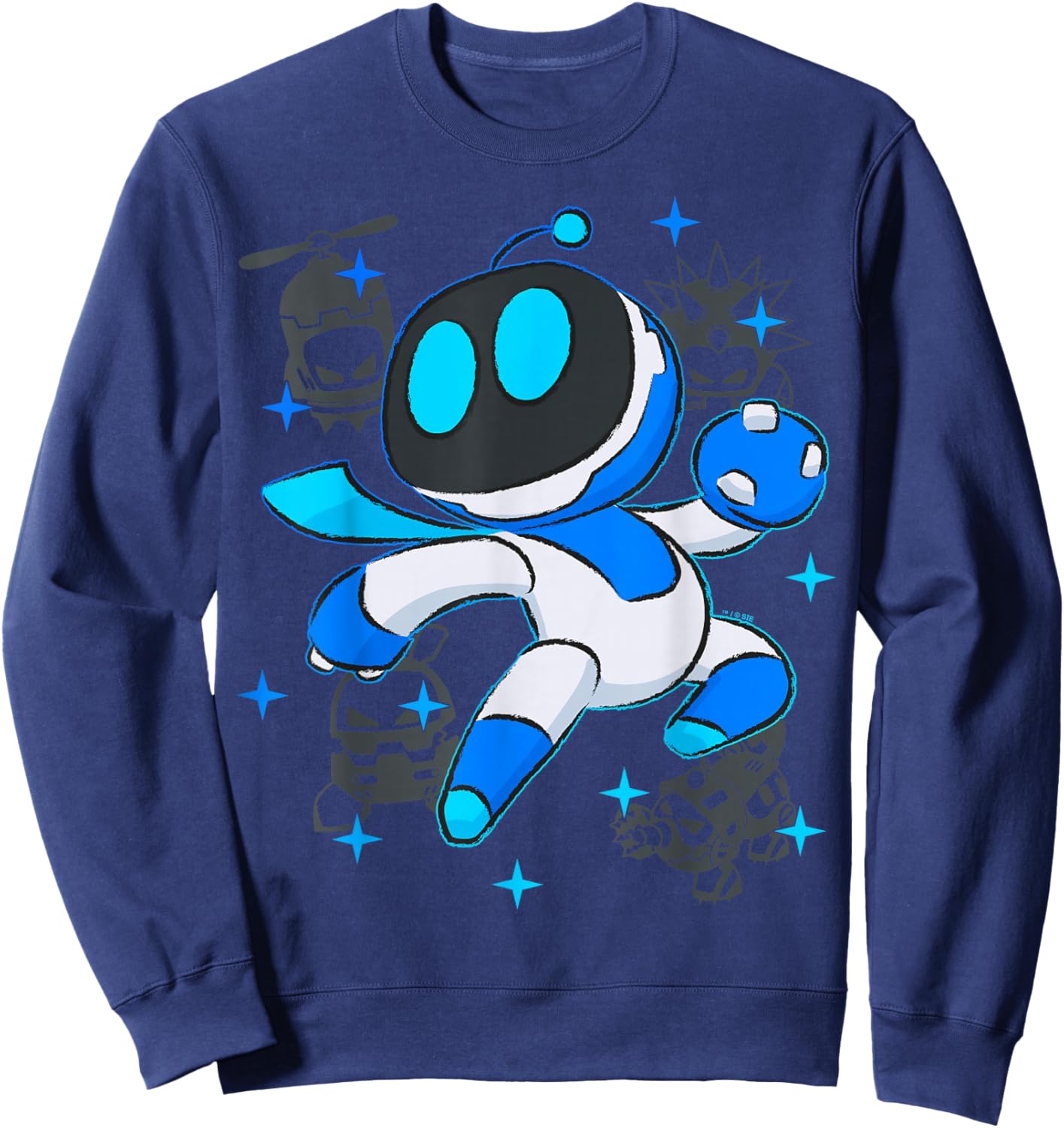Astrobot PlayStation's Astro Bot Fighting Enemies In Space Sweatshirt - Sweatshirt | Navy