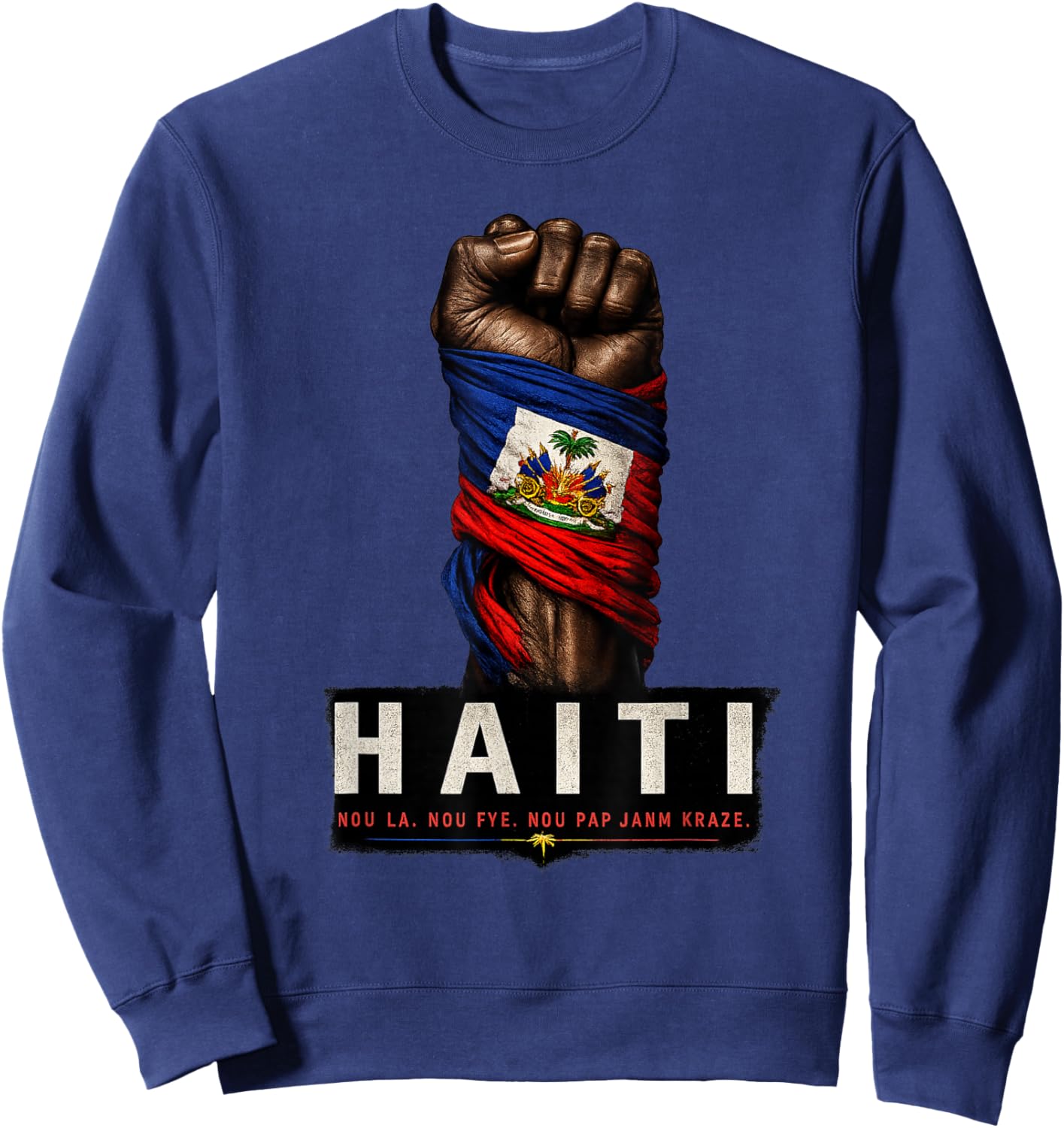 Ayiti Pride Fist Haitian Heritage Sweatshirt - Sweatshirt | Navy
