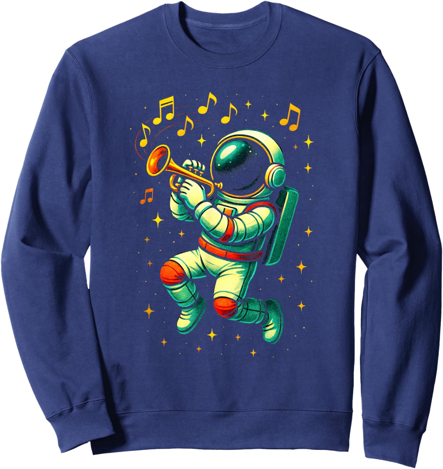Astronaut Playing Trumpet - Music Space Art Sweatshirt - Sweatshirt | Navy