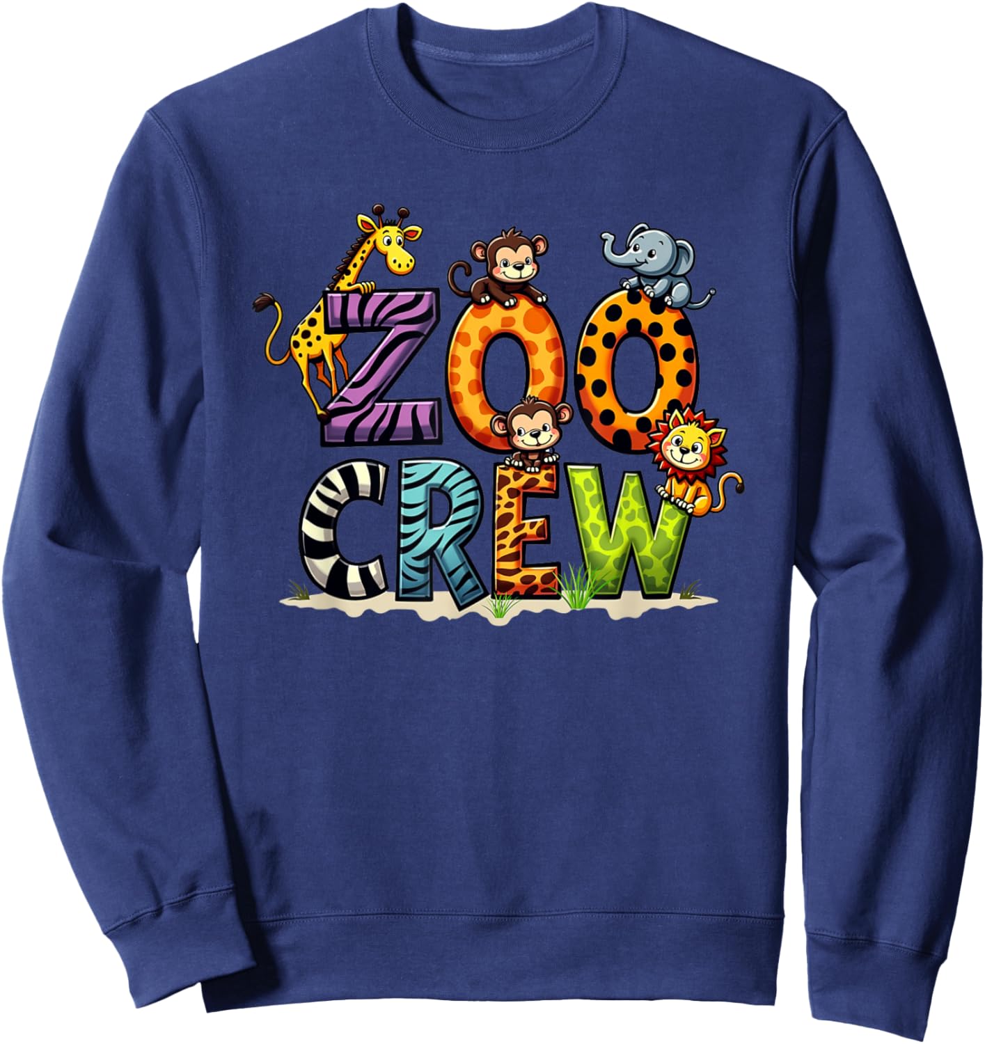 Zoo Crew Animals Kids Birthday Jungle Safari Party Sweatshirt - Sweatshirt | Navy