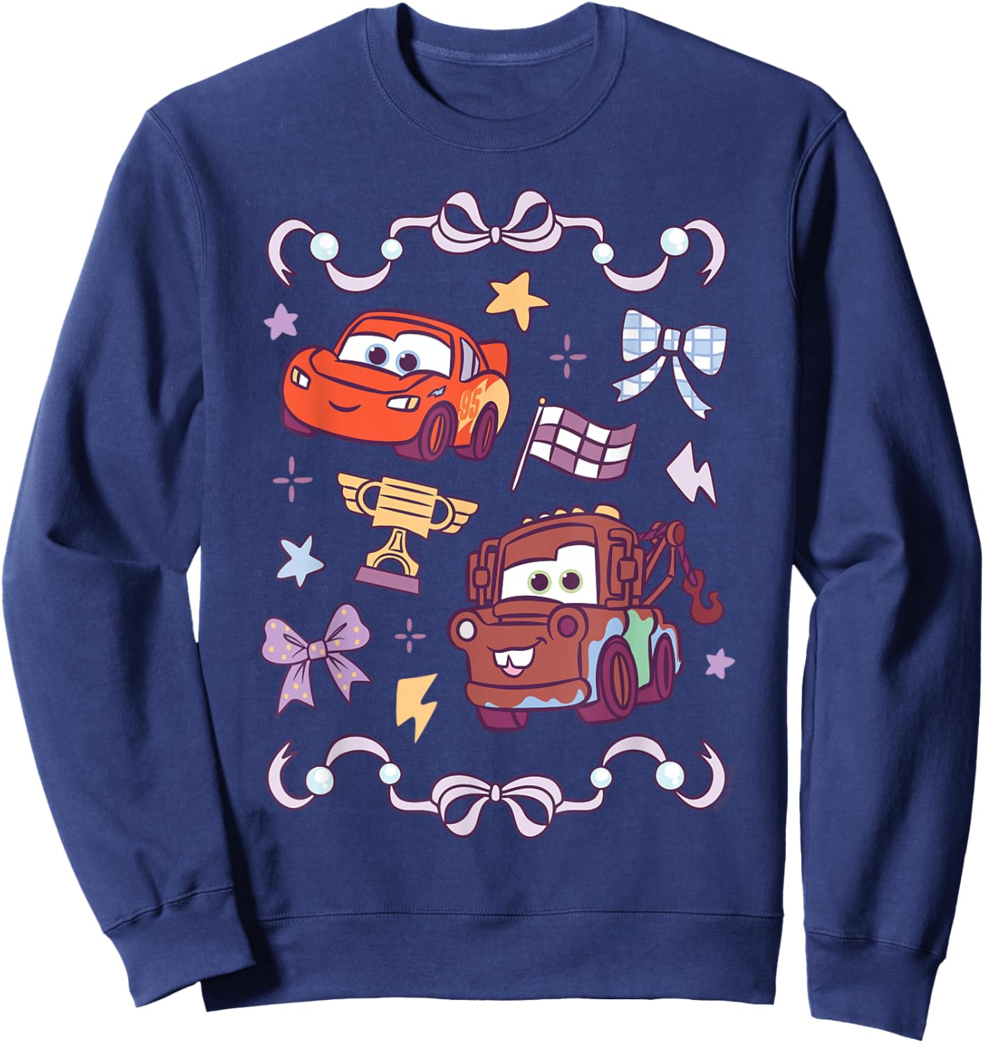 Disney and Pixar's Cars Lightning Mater Cute Chibi Coquette Sweatshirt - Sweatshirt | Navy
