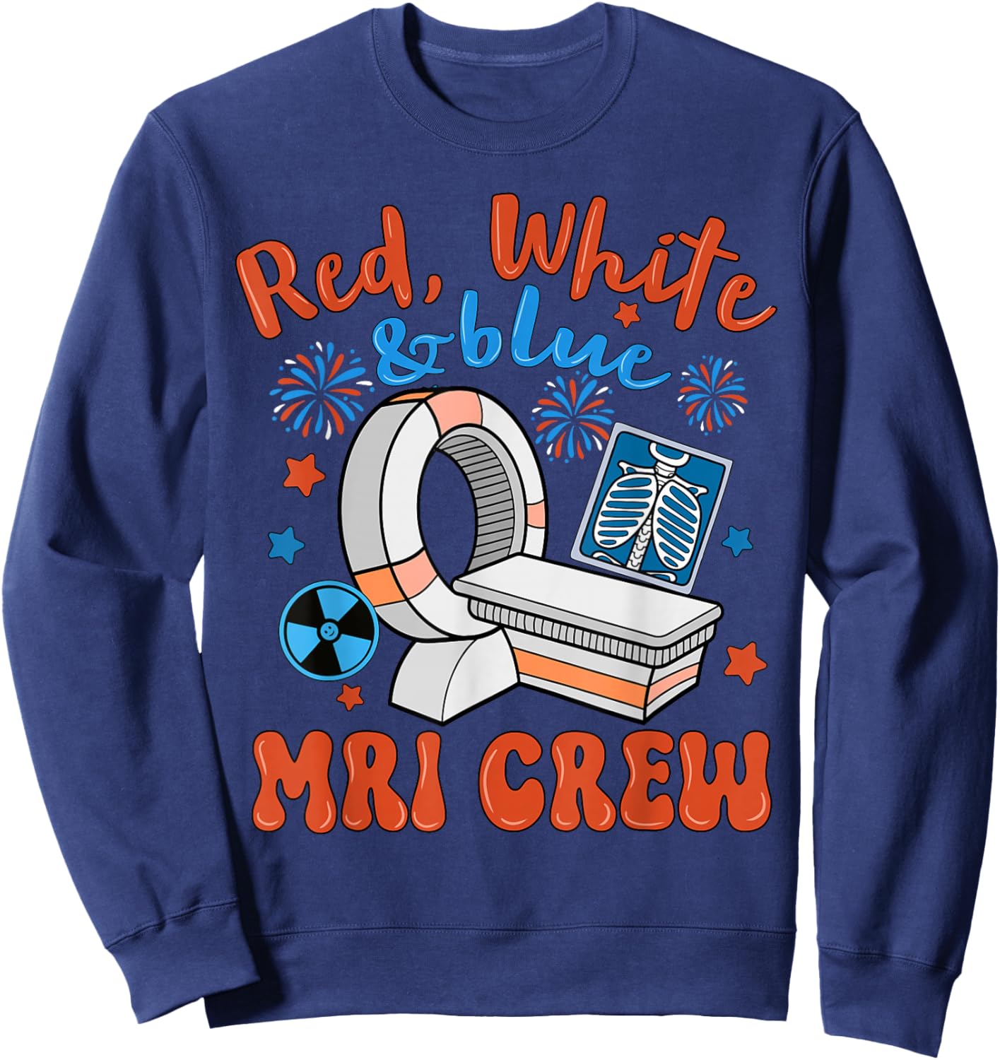 Red White Blue MRI Crew Fireworks 4th of July Sweatshirt - Sweatshirt | Navy