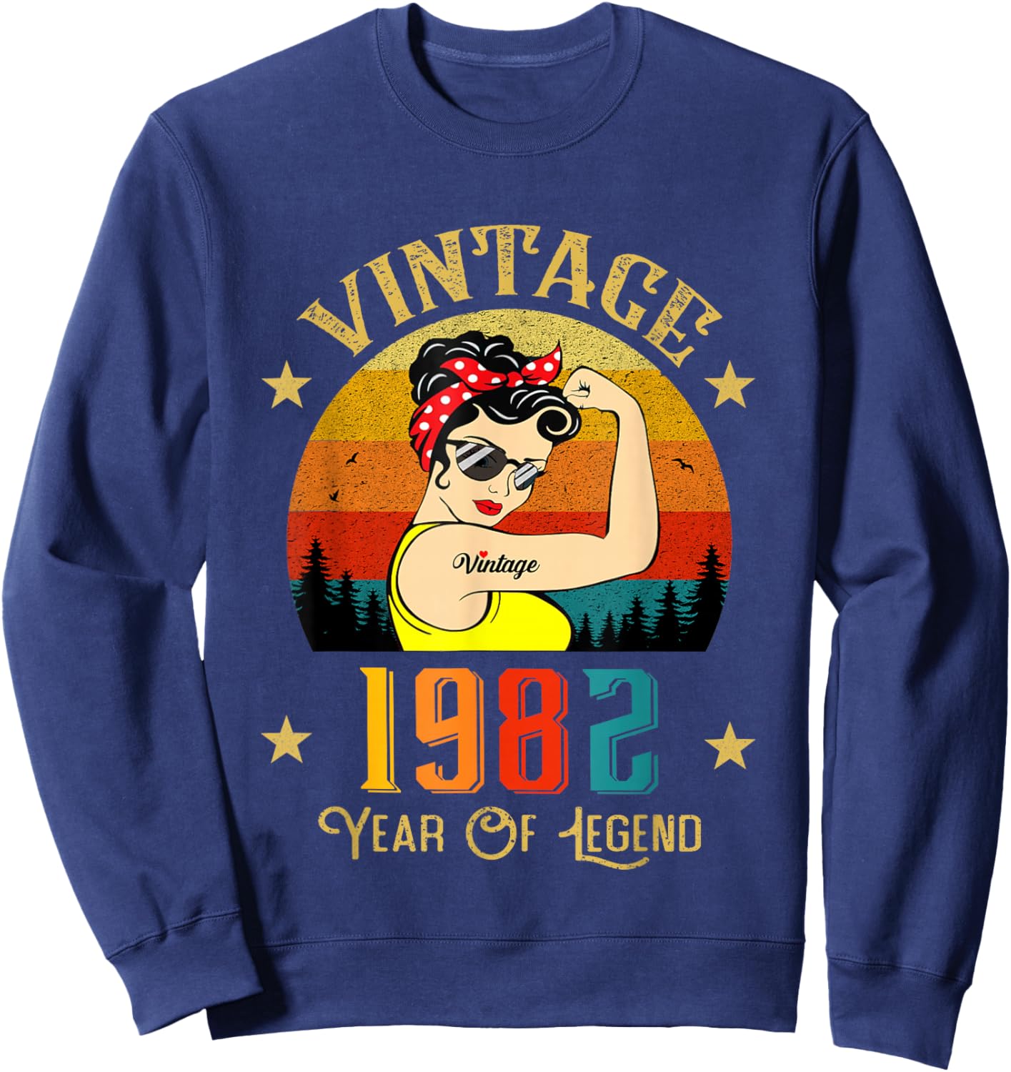 Vintage 1982 Geburtstag Frauen 44 Jahre alt lustig Vintage 1982 Sweatshirt - Sweatshirt | Navy
