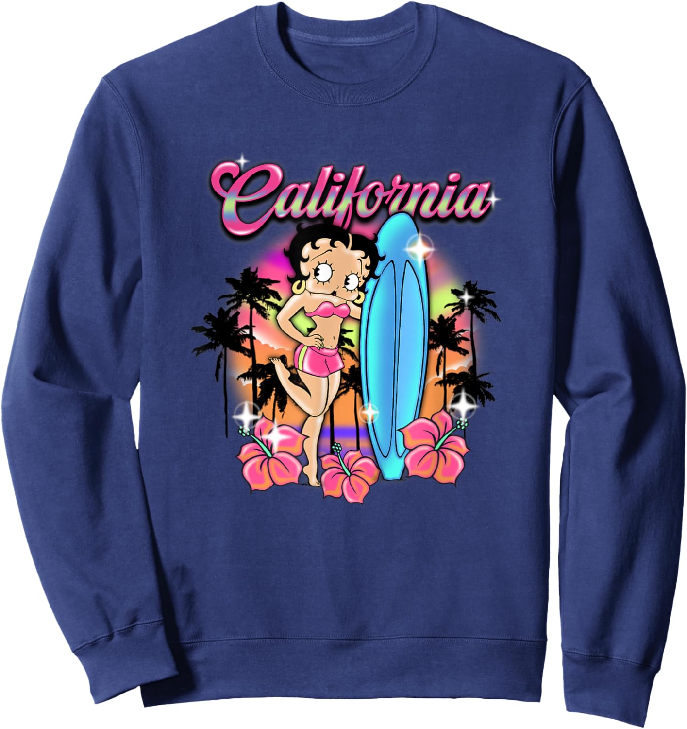 Betty Boop Tropical Neon California Surf Club Sweatshirt - Sweatshirt | Navy