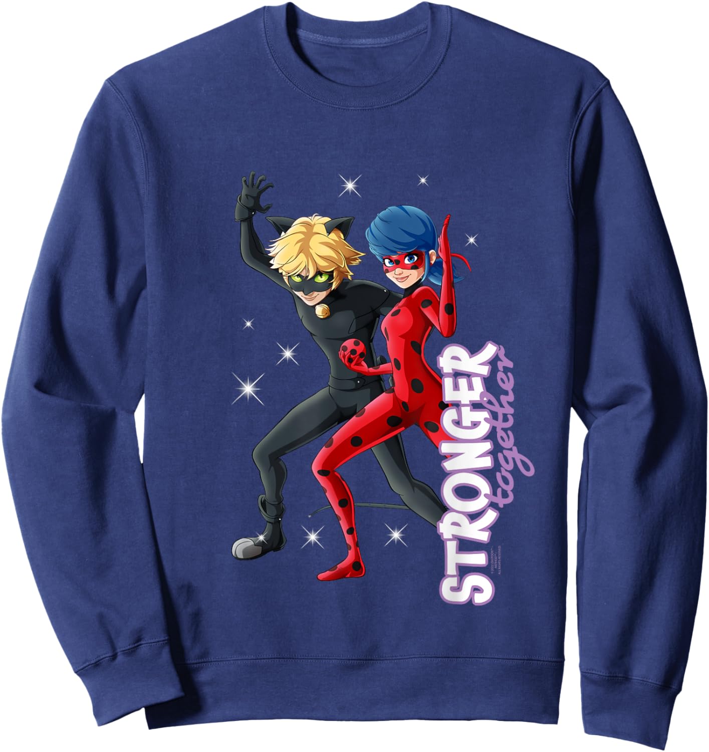 Ladybug Cat Noir Character Together Stronger , black, S Sweatshirt - Sweatshirt | Navy