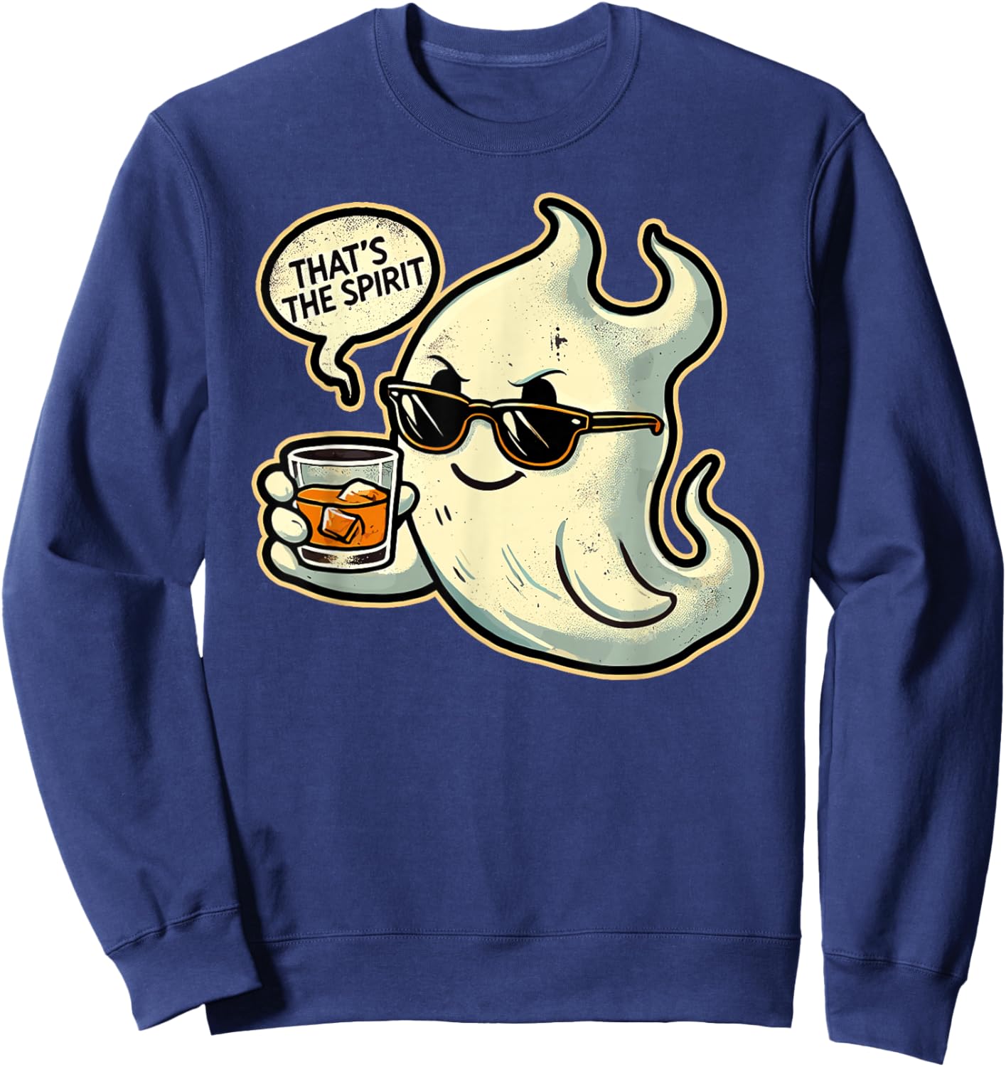 Cool Ghost Whiskey Pun Men Women Funny Halloween Sweatshirt - Sweatshirt | Navy
