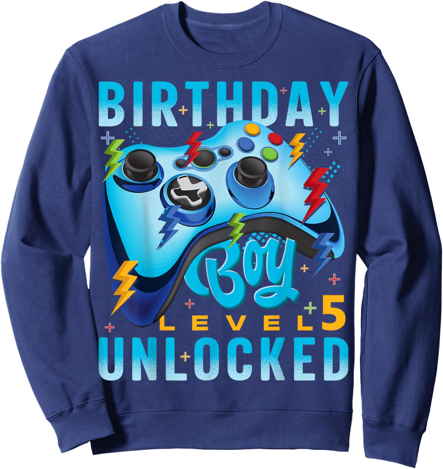 Level 5 Unlocked Birthday Boy Video Gamer 5th Birthday Boy Sweatshirt - Sweatshirt | Navy