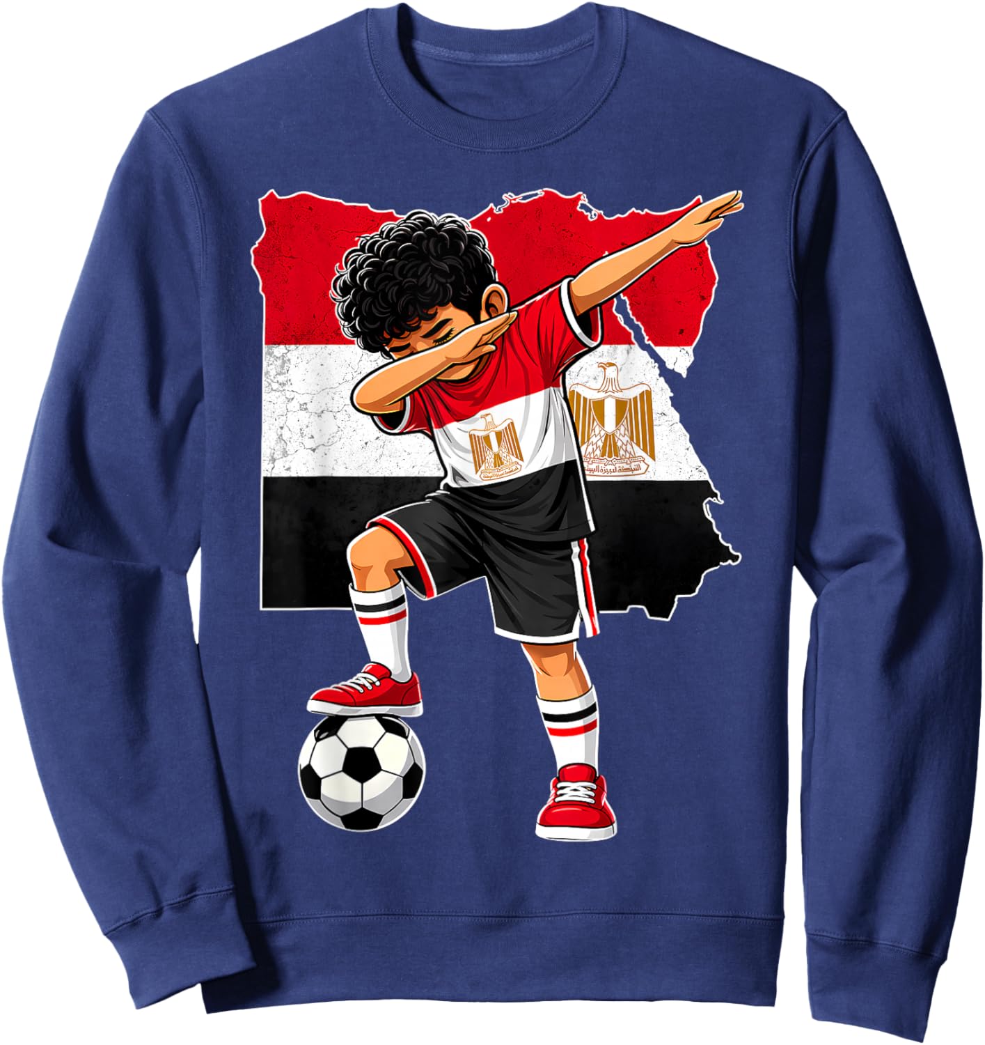 Dabbing Fußball Ägypten Trikot Junge Ägypter Jungen Fußball Sweatshirt - Sweatshirt | Navy