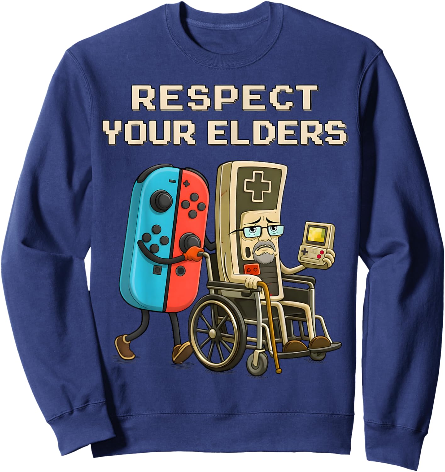 Respect Your Elders Gaming Control Retro Funny Gamer Sweatshirt - Sweatshirt | Navy