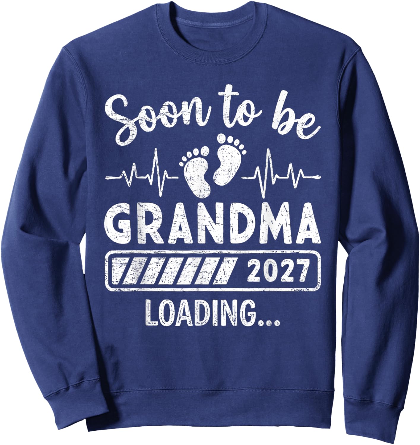 Retro Soon to Be Grandma 2027 Loading Pregnancy Announcement Sweatshirt - Sweatshirt | Navy