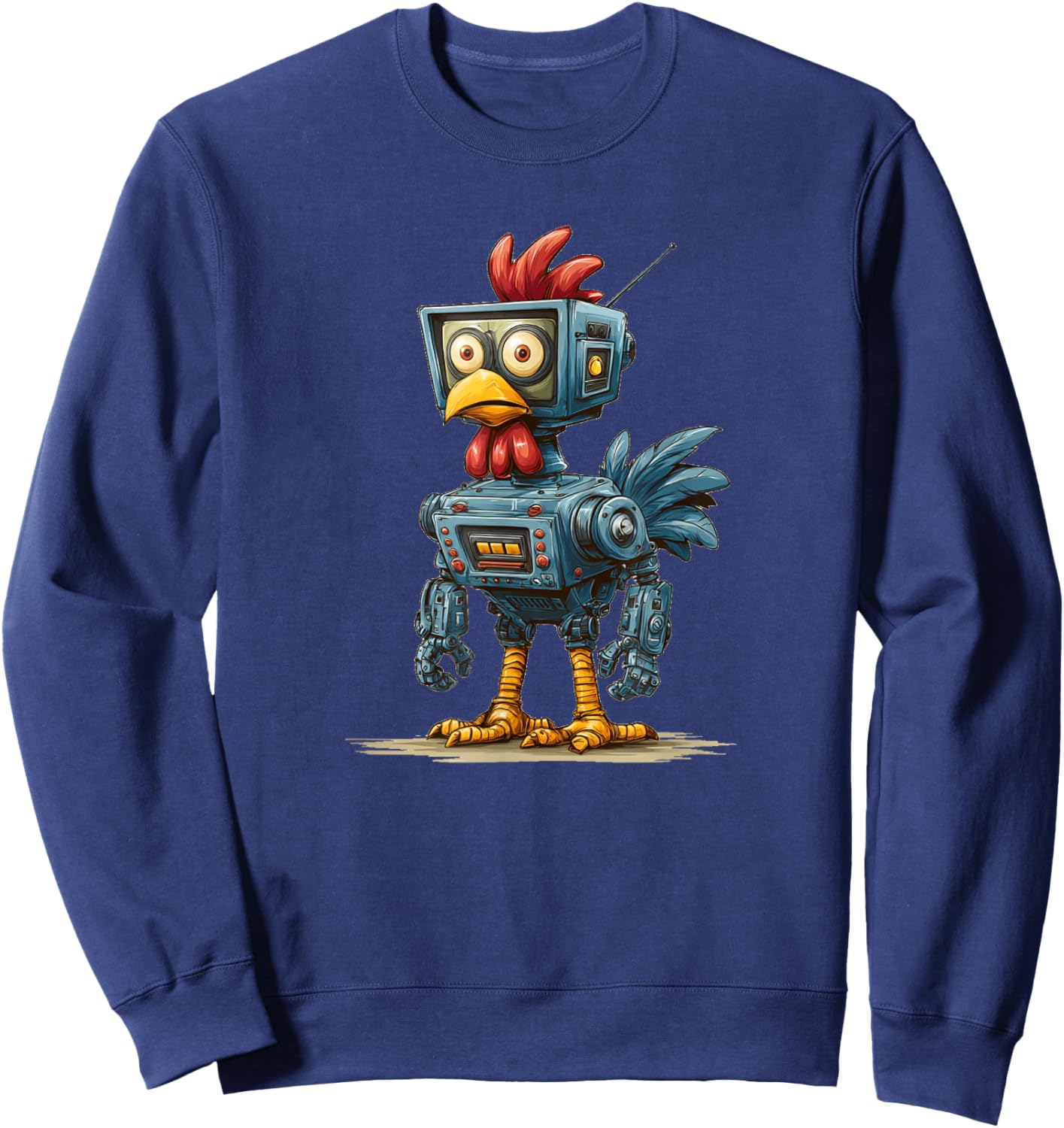 Funny AI Chicken Costume with TV for Robots Lovers Sweatshirt - Sweatshirt | Navy