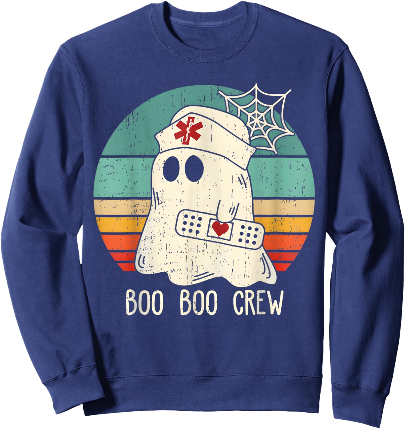 Boo Boo Crew Nurse Funny Ghost Women Halloween Costume Nurse Sweatshirt - Sweatshirt | Navy