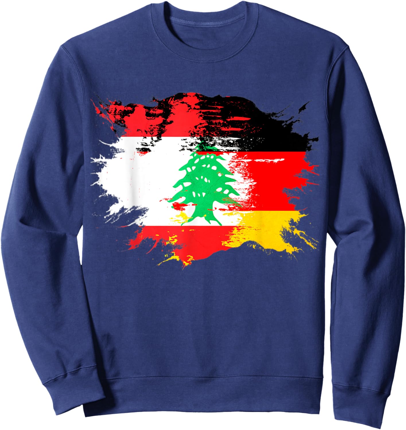 German and Lebanese Mix Heritage Flag Sweatshirt - Sweatshirt | Navy