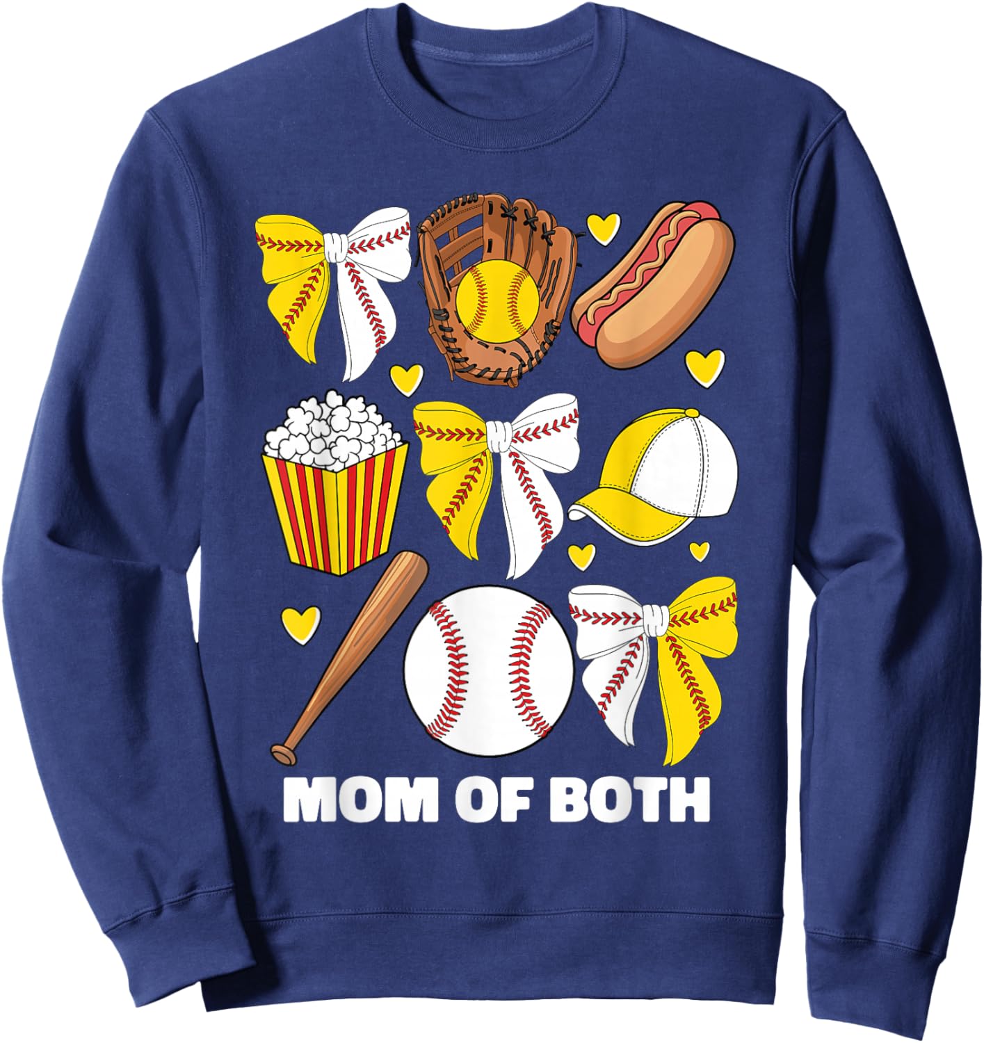Mom Of Both Baseball And Softball Mom Coquette Bow Sweatshirt - Sweatshirt | Navy