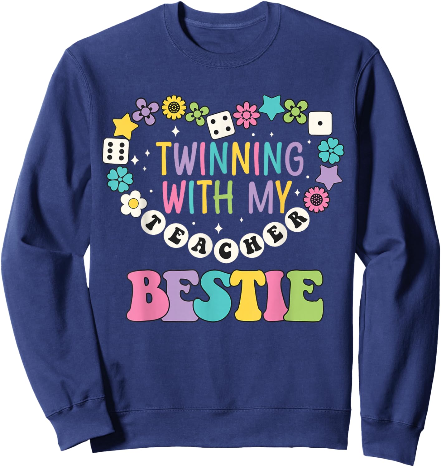 Twin Day Friends Teacher Twinning with My Bestie Matching Sweatshirt - Sweatshirt | Navy