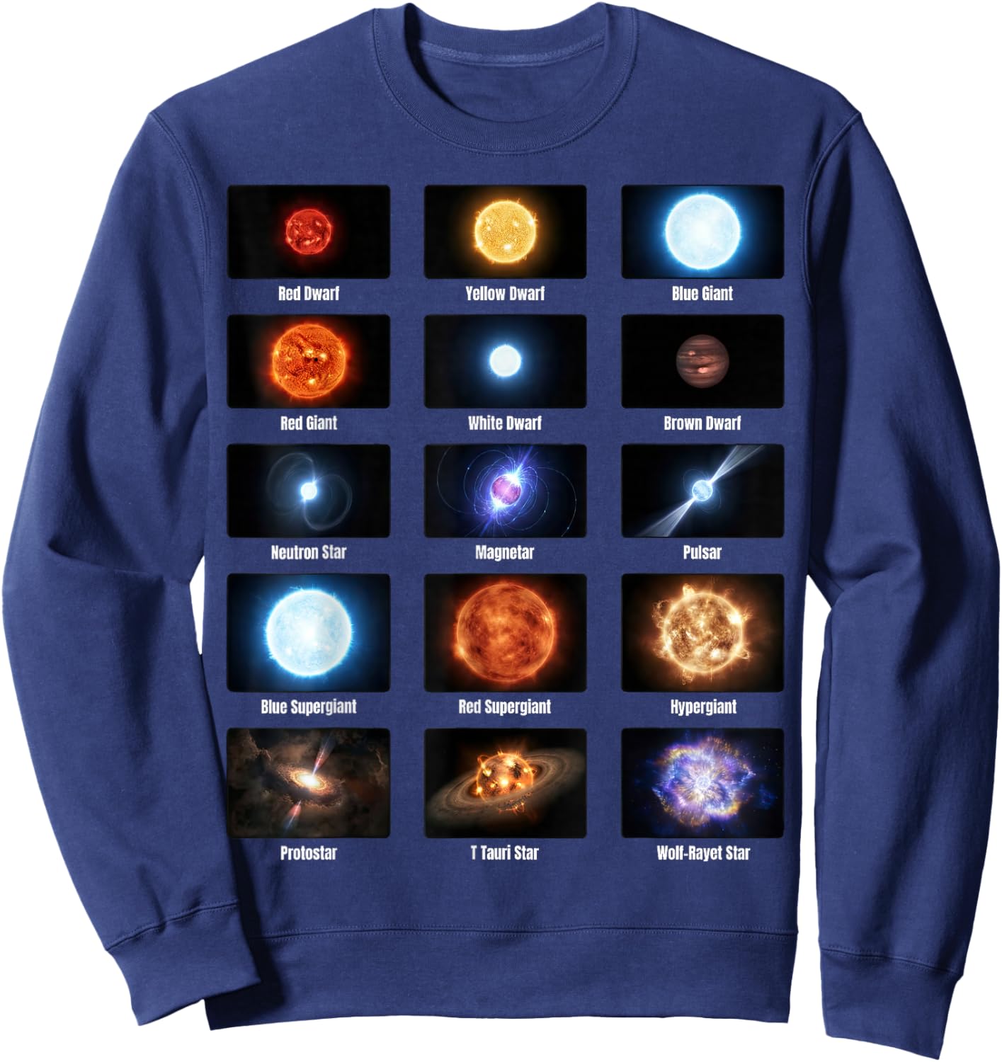 Types of Stars Astronomy Chart Stellar Objects Educational Sweatshirt - Sweatshirt | Navy