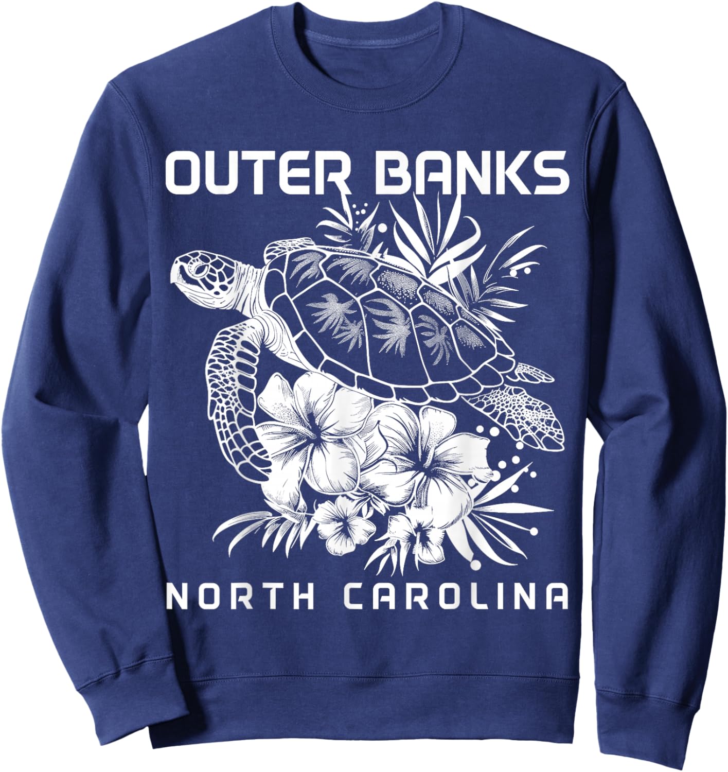 Outer Banks North Carolina Sea Turtle Surf Surfer Sweatshirt - Sweatshirt | Navy