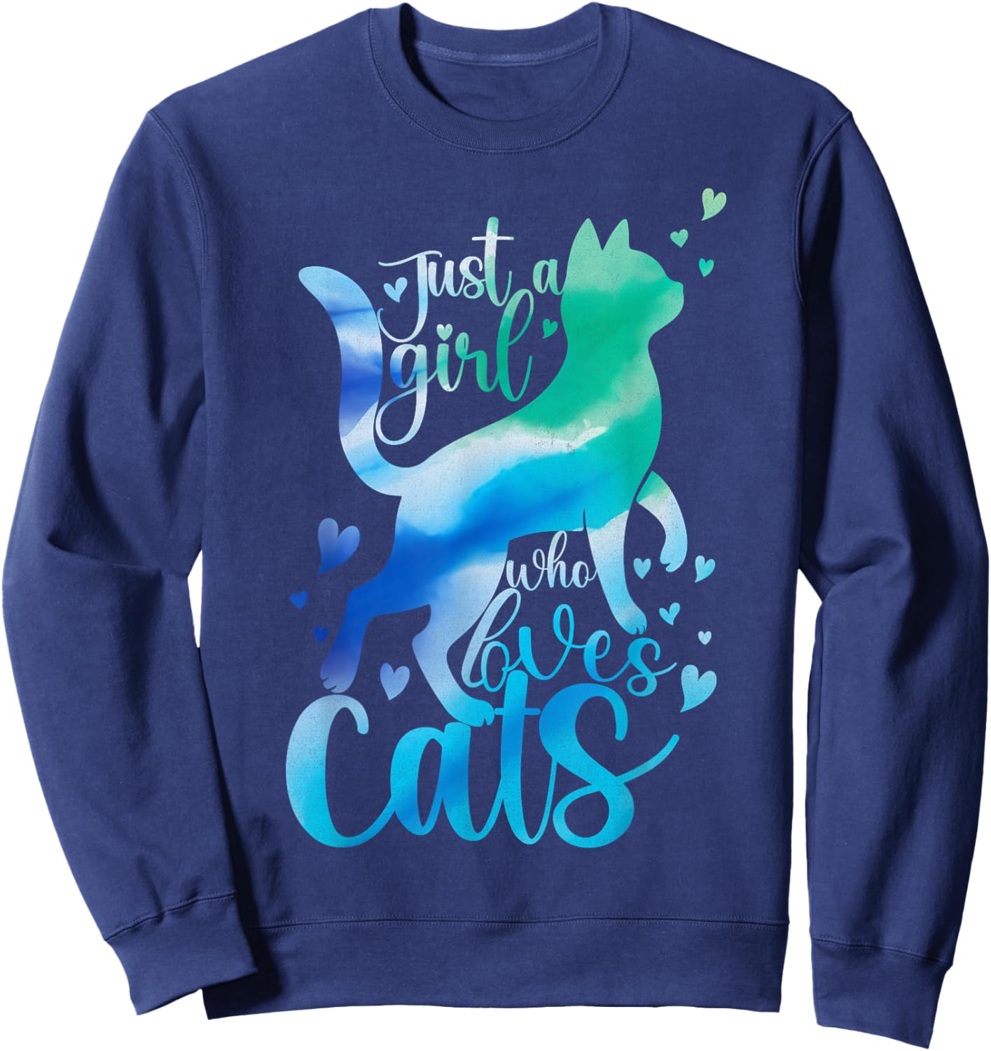 Cute Kitty Cat Shirt Cat Lover Just A Girl Who Loves Cats Sweatshirt - Sweatshirt | Navy