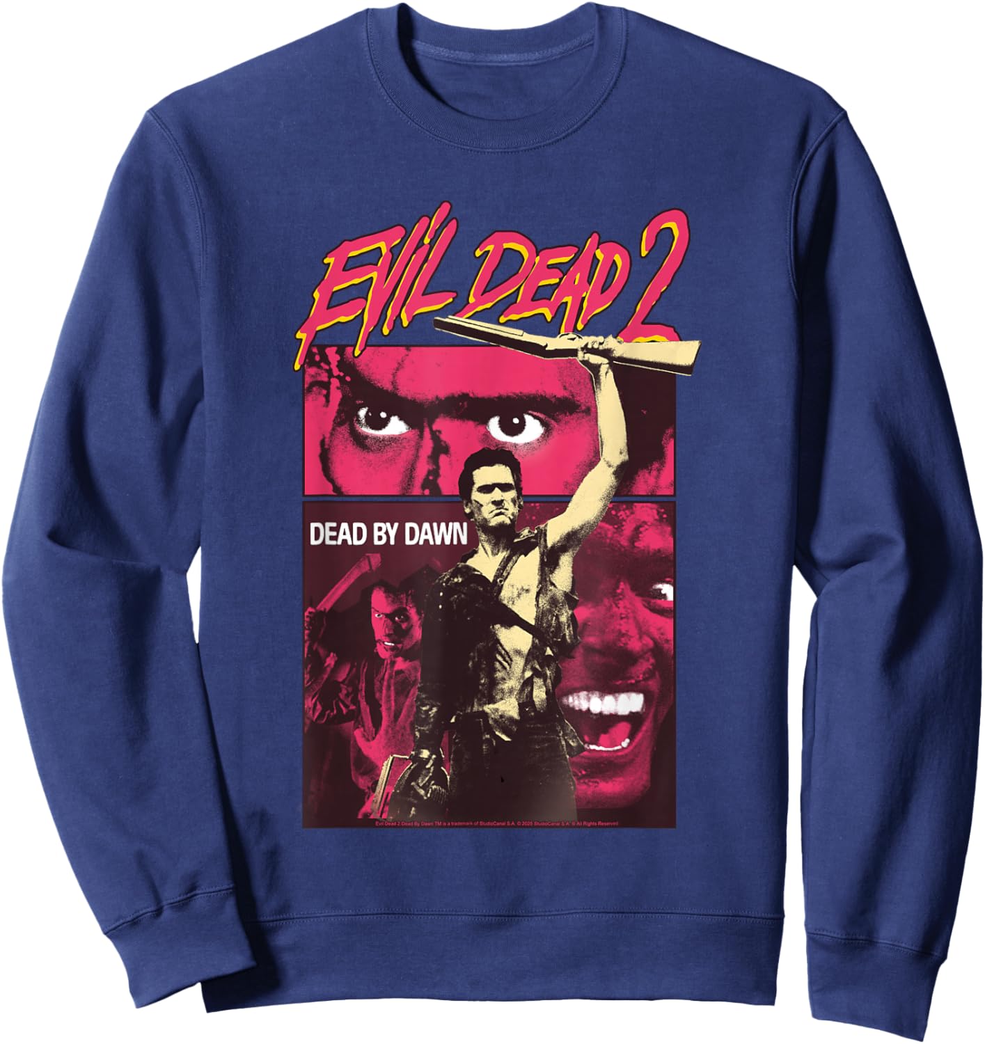 Evil Dead 2 Dead by Dawn Poster Collage Vintage Horror Sweatshirt - Sweatshirt | Navy