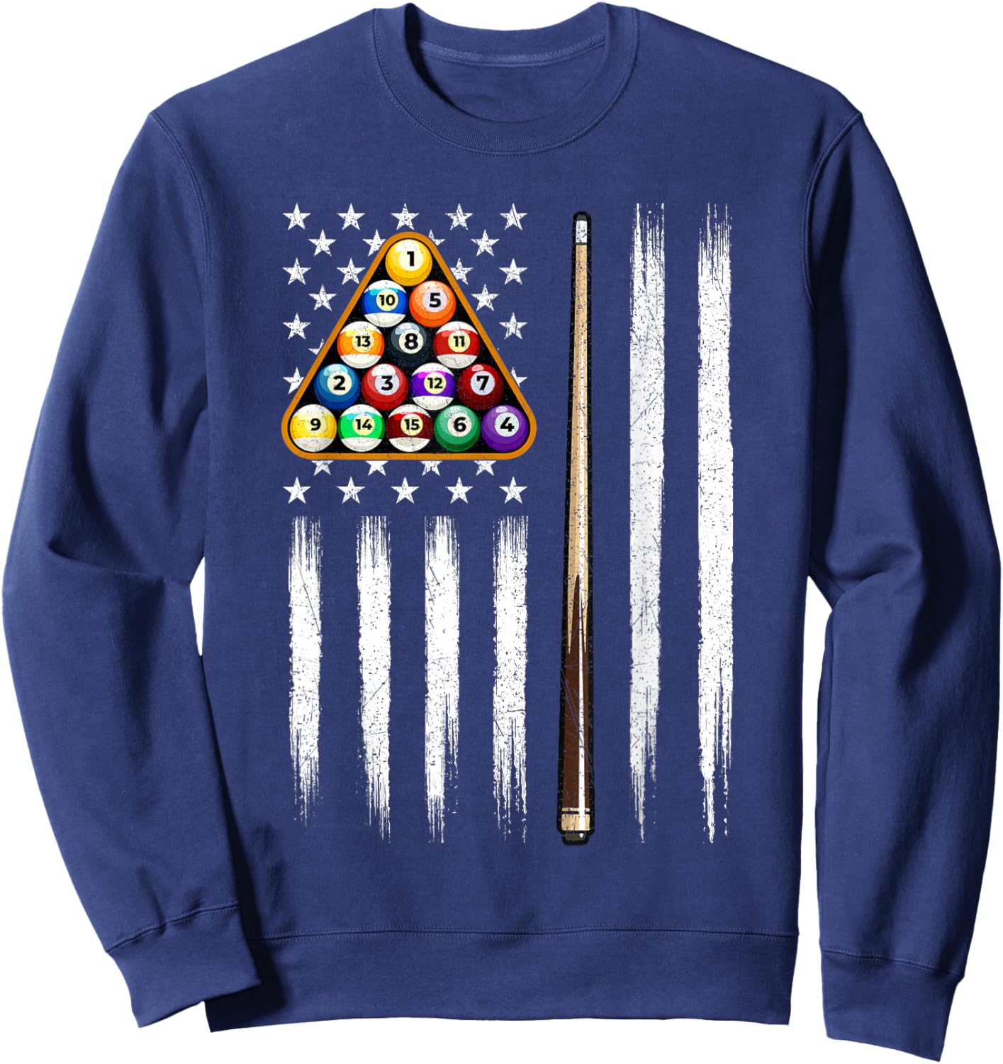 American Flag Billiard - 8 Ball Billiard Game Pool Player Sweatshirt - Sweatshirt | Navy