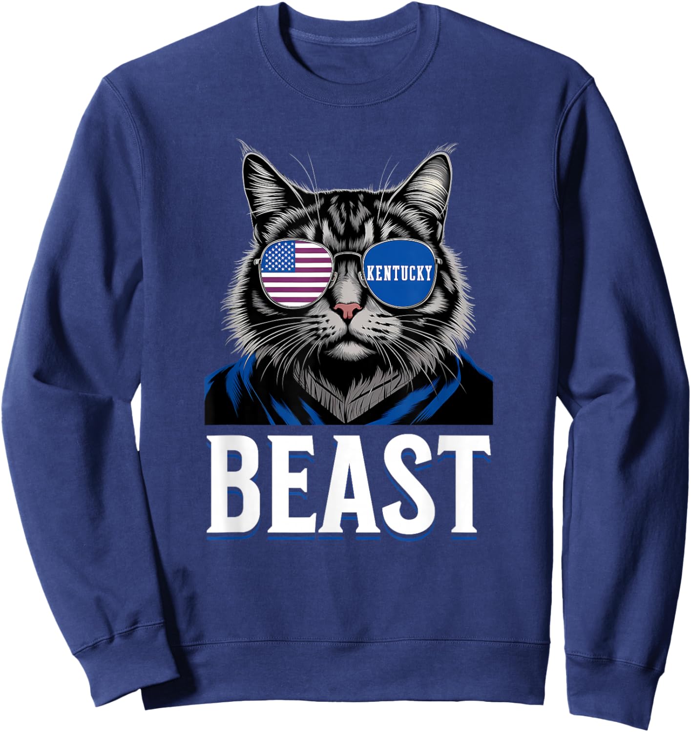 Funny Cat Lovers Graphic Last Name Kentucky Retro Vintage Sweatshirt - Sweatshirt | Navy
