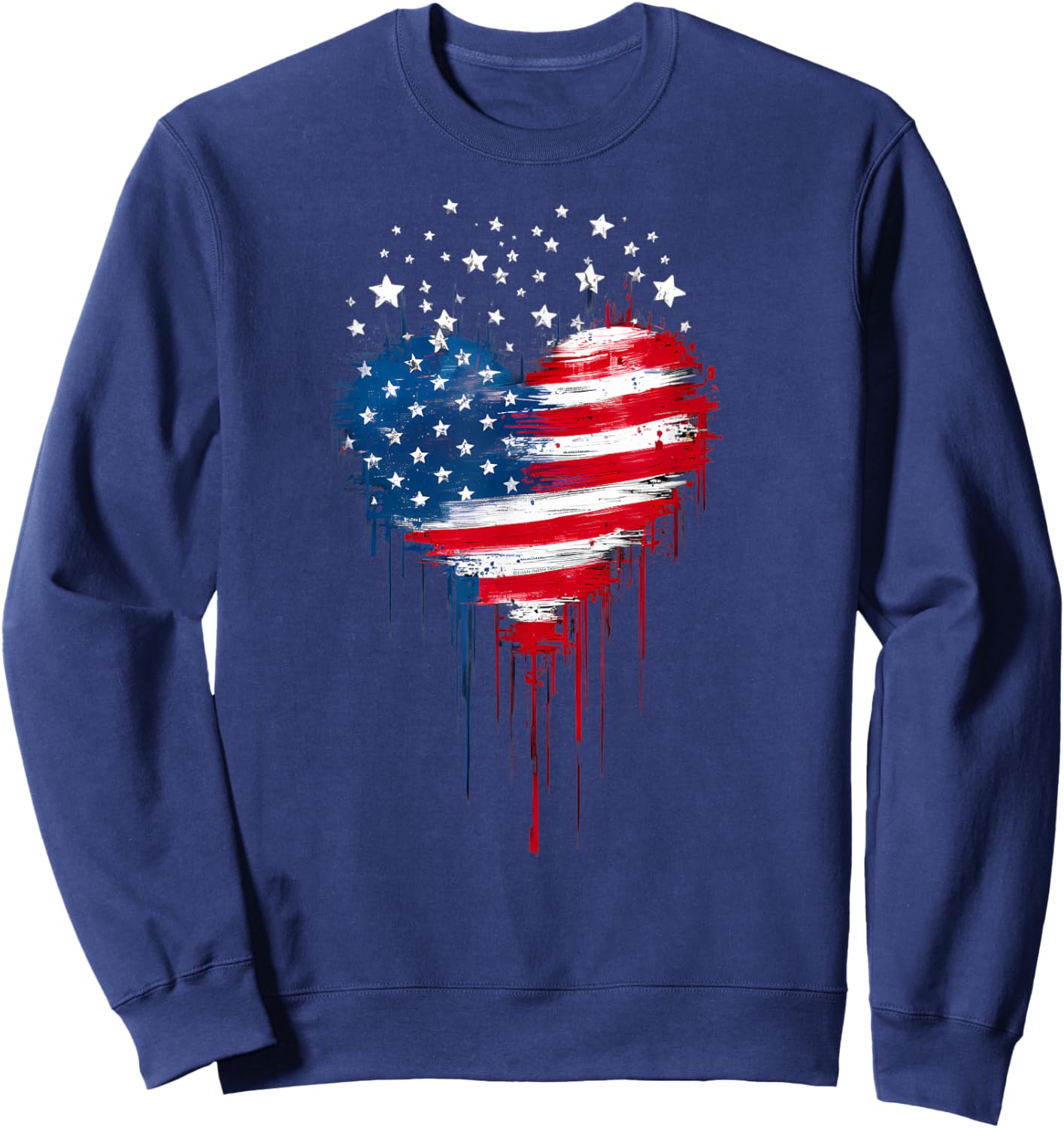 USA Flag Patriotic American Heart Armed Forces 4th of July Sweatshirt - Sweatshirt | Navy