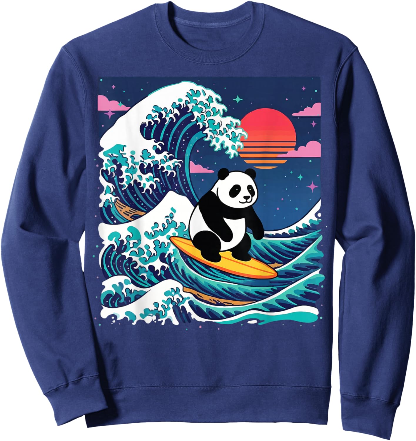 Panda Surfing Japanese Sweatshirt - Sweatshirt | Navy