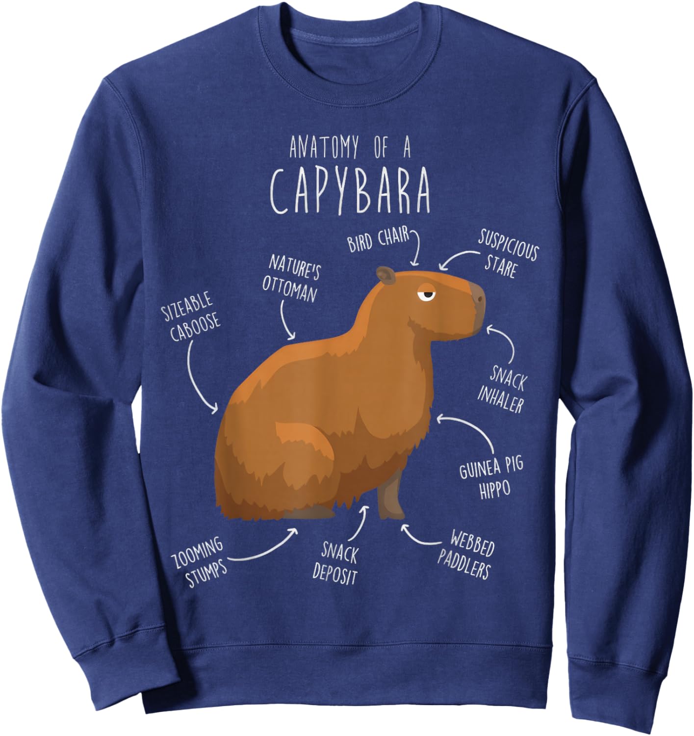 Anatomy Of A Capybara Funny Cute Capybara Lover Kawaii Amine Sweatshirt - Sweatshirt | Navy