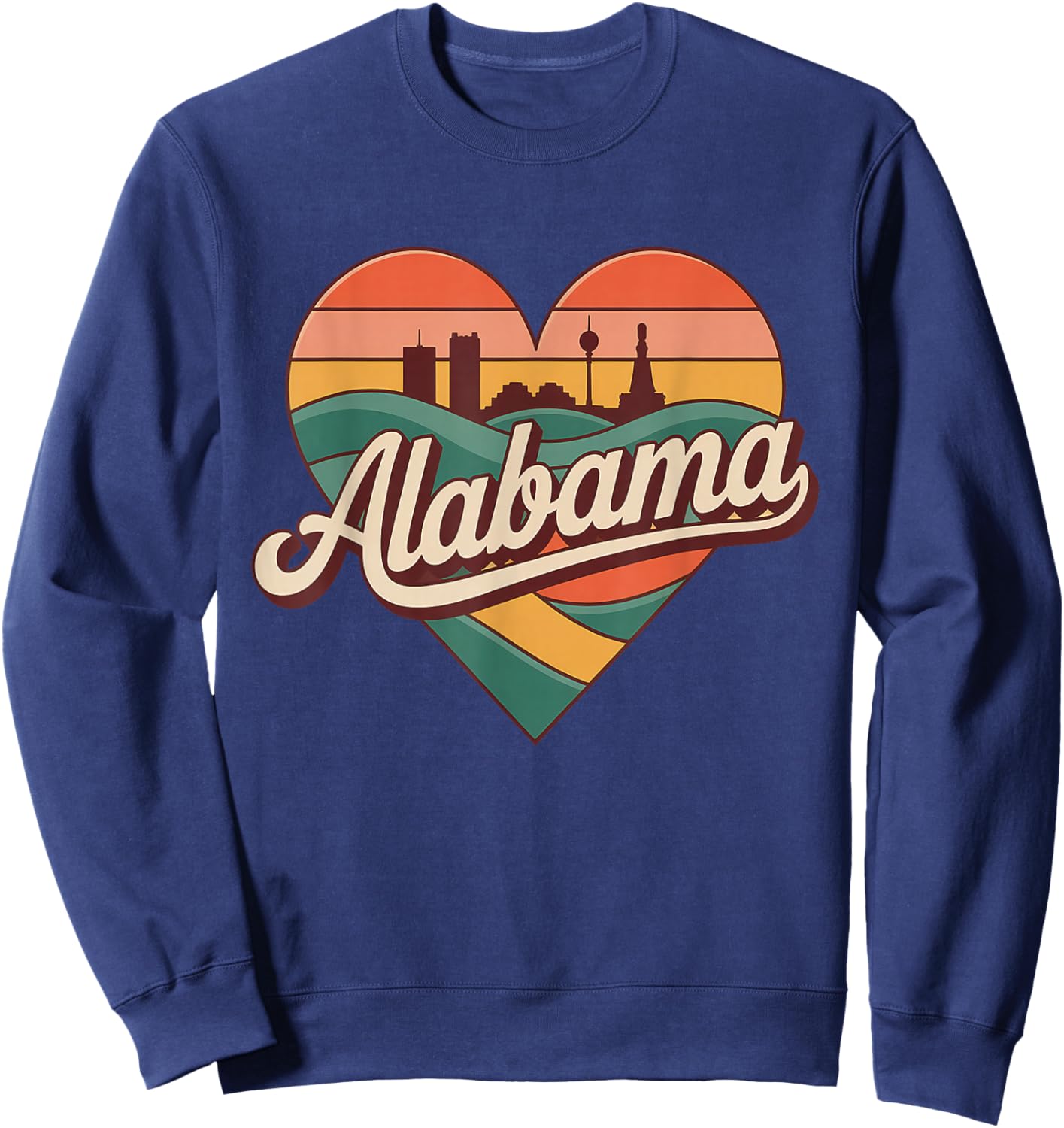 Alabama Vintage Heart - Retro Travel Souvenir Sweatshirt - Sweatshirt | Navy