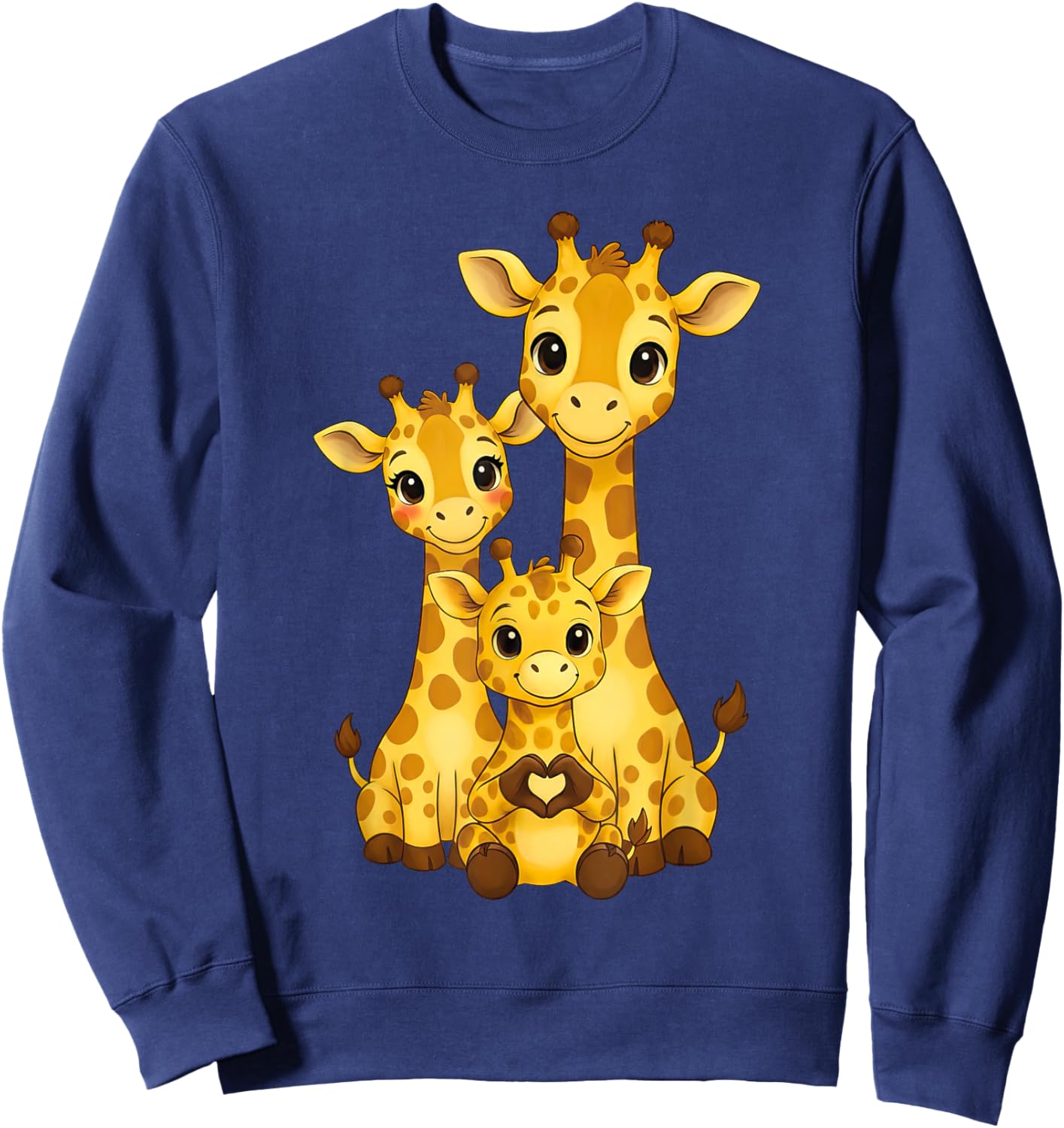 Giraffe with Heart and Family | Cute Giraffe with Mum & Dad Sweatshirt - Sweatshirt | Navy