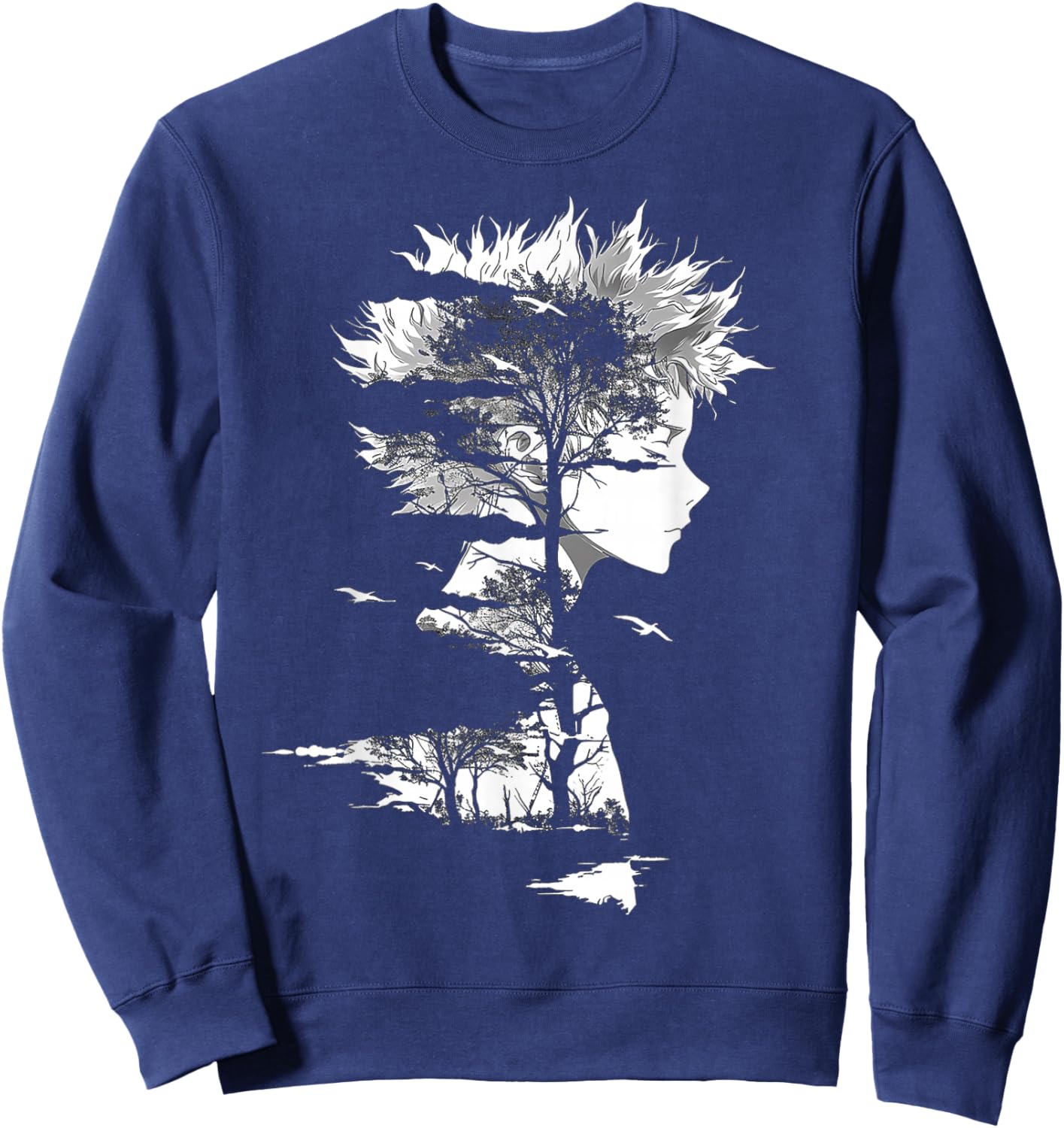Anime Manga Motif Illustration Anime Sweatshirt - Sweatshirt | Navy