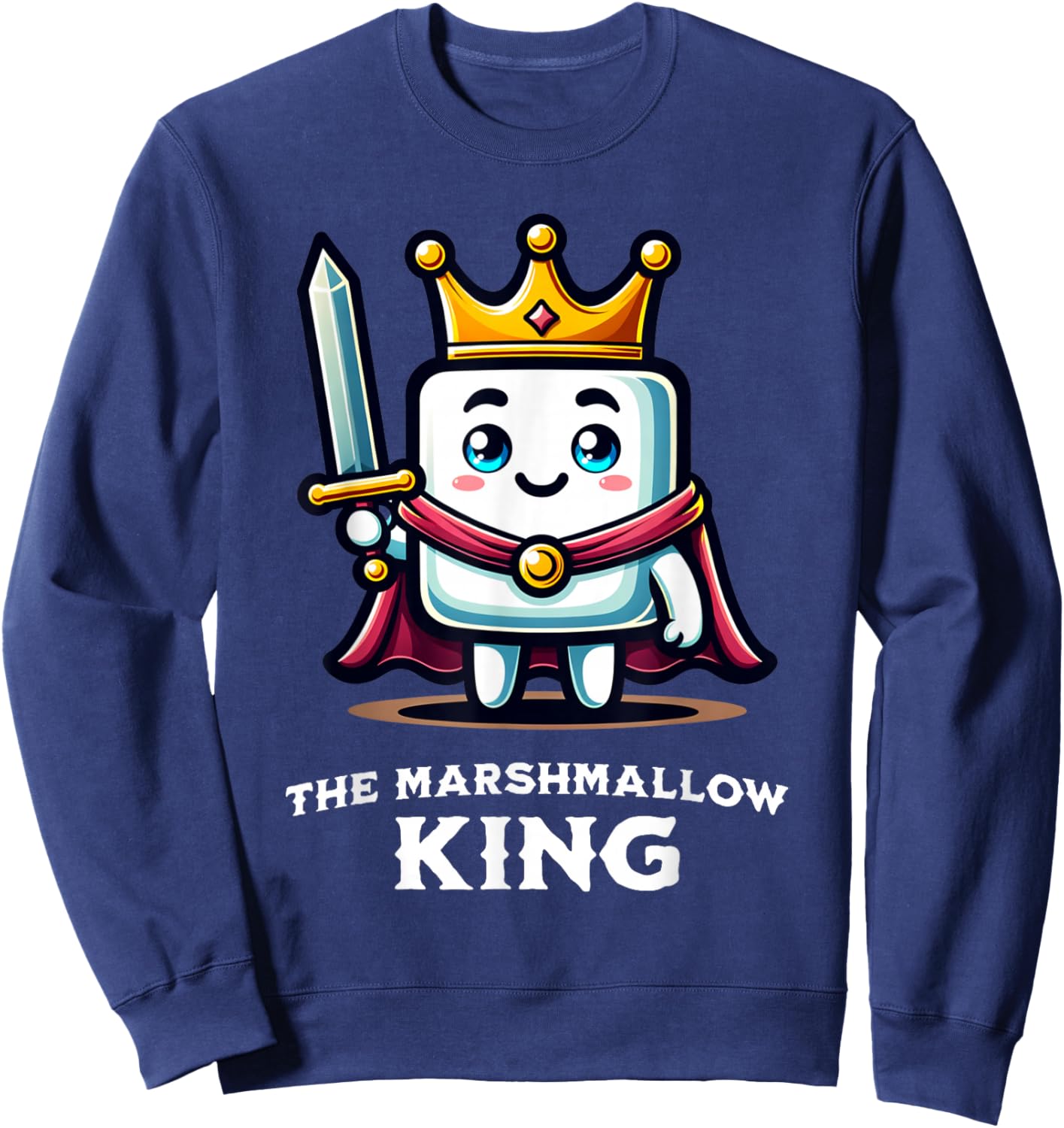 Marshmallow King Funny Marshmallow Lover Illustration Sweatshirt - Sweatshirt | Navy