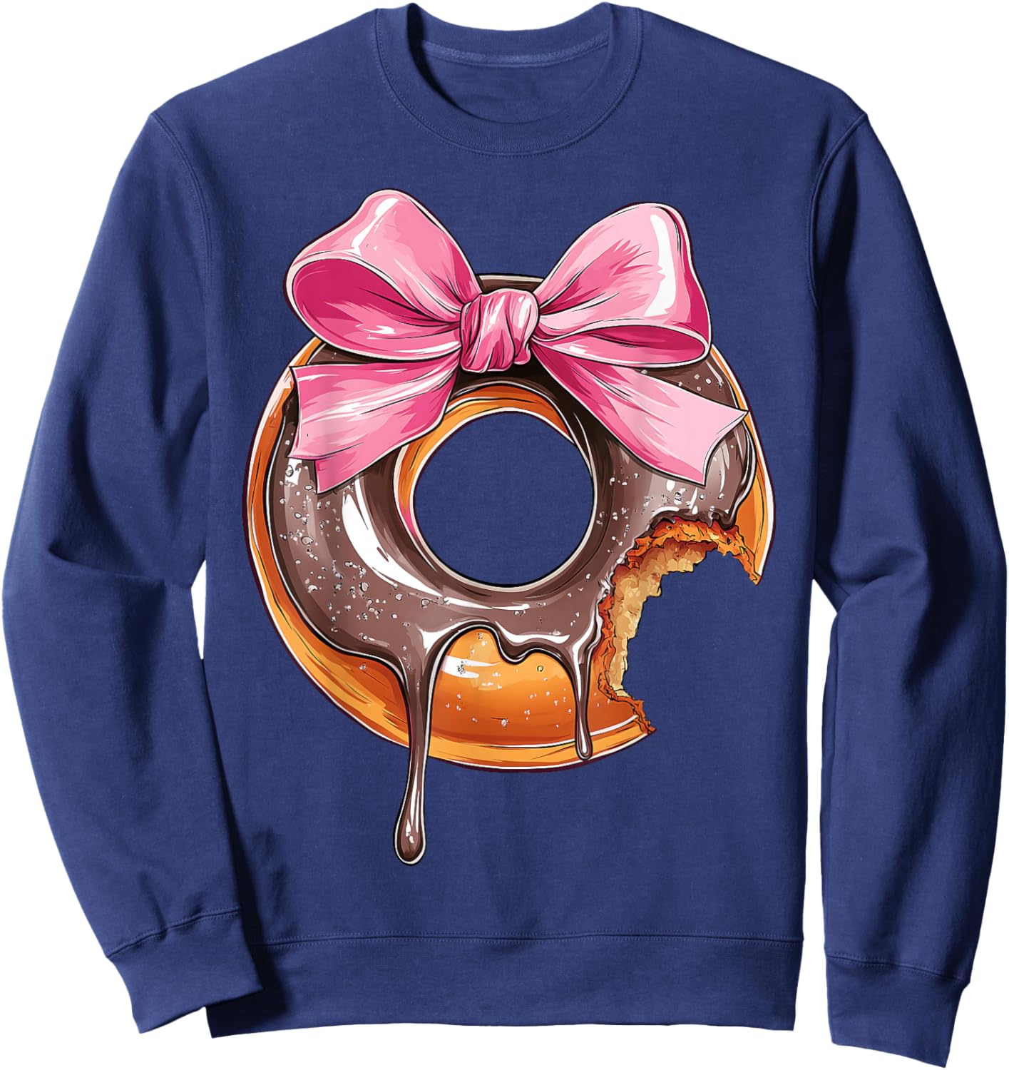 Coquette Bow Donuts Doughnut Sprinkles Girl Mom Mother's Day Sweatshirt - Sweatshirt | Navy