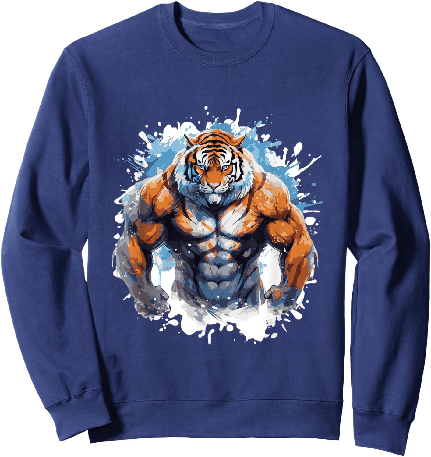 Tiger Workout Gym Beast Fighter Bodybuilder Sweatshirt - Sweatshirt | Navy