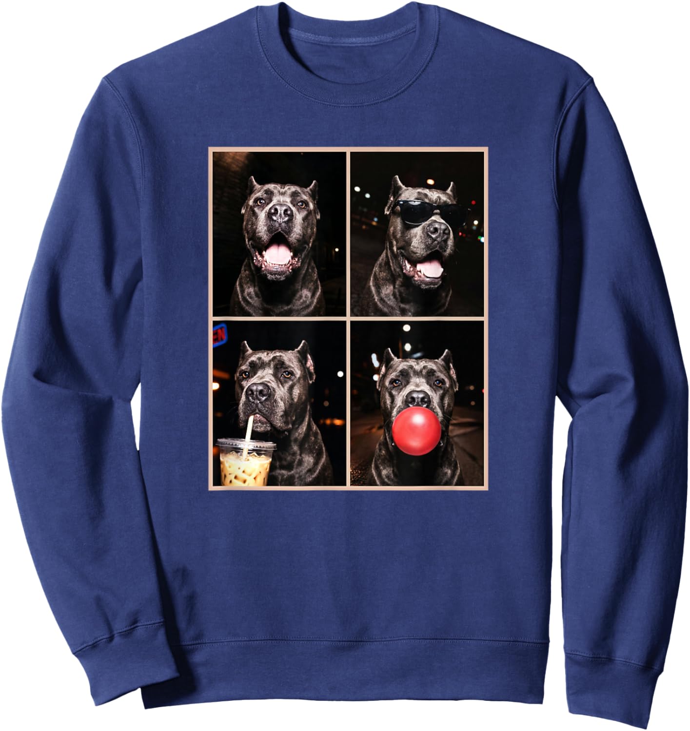 Funny Photo Booth Meme Cane Corso Dog Sweatshirt - Sweatshirt | Navy